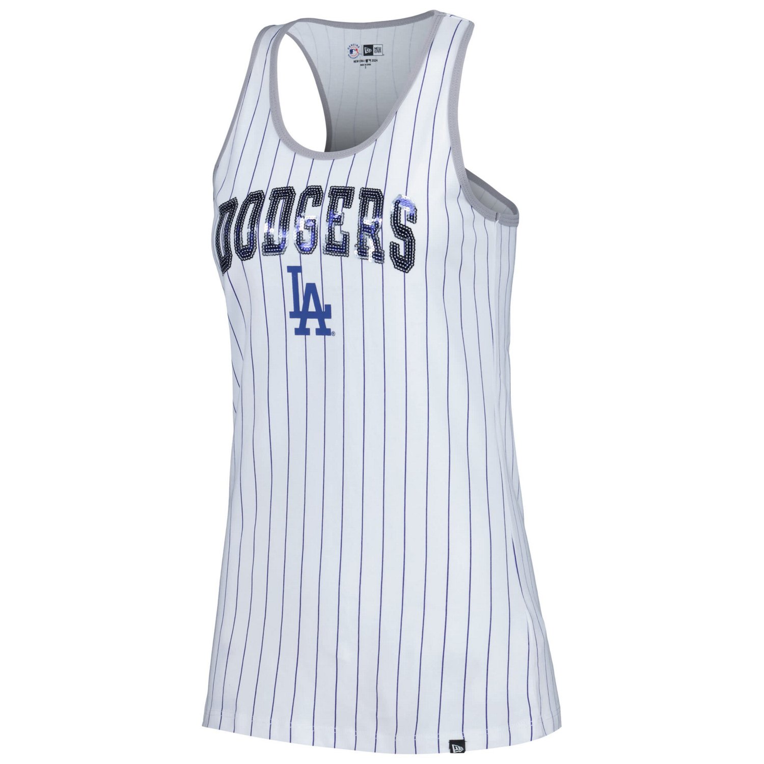 New Era Los Angeles Dodgers Sequin Pinstripe Racerback Tank Top - view number 2