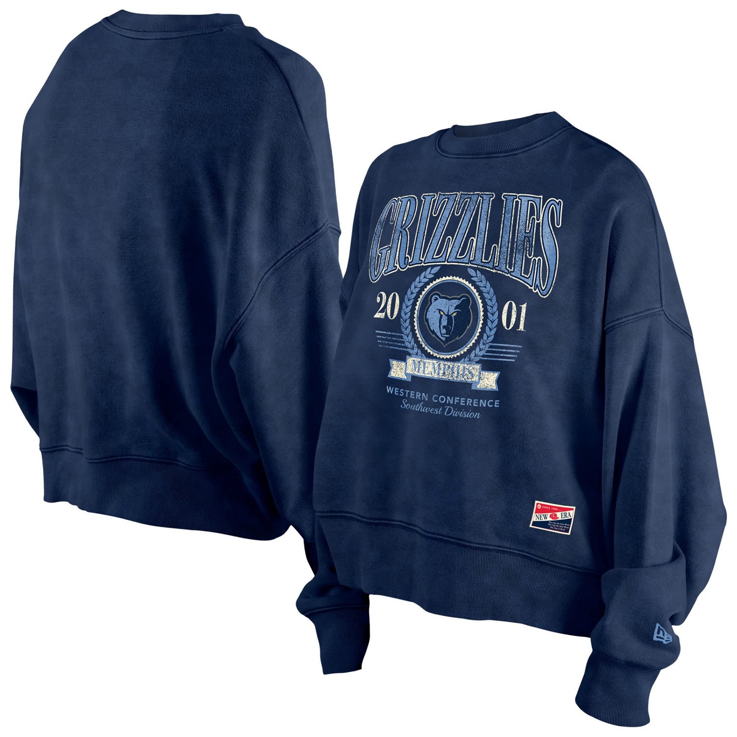 New Era Memphis Grizzlies Hardwood Classics Enzyme Wash Oversized Boxy Pullover Sweatshirt                                       - view number 1