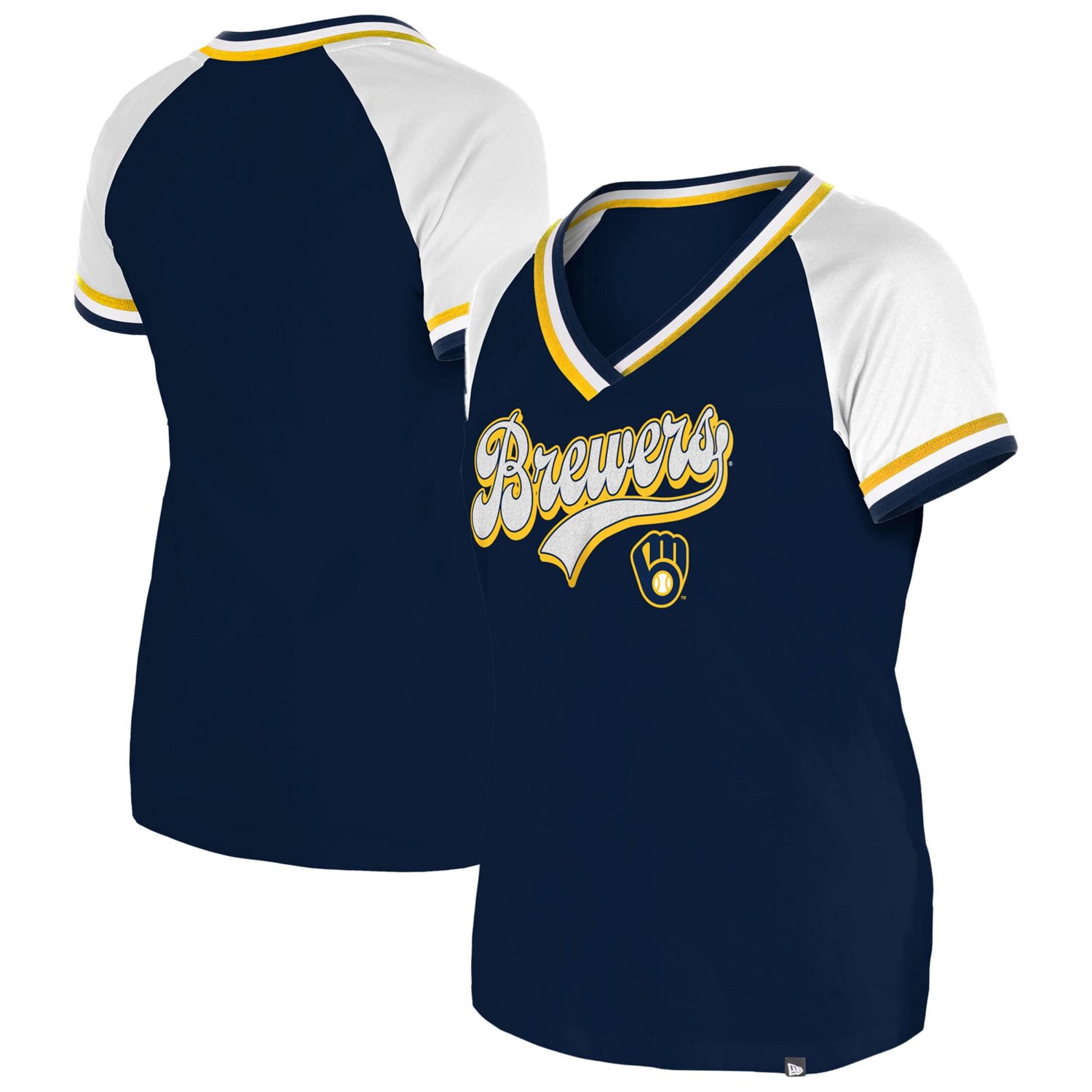 New Era Milwaukee Brewers Gameday Raglan V-Neck T-Shirt                                                                         