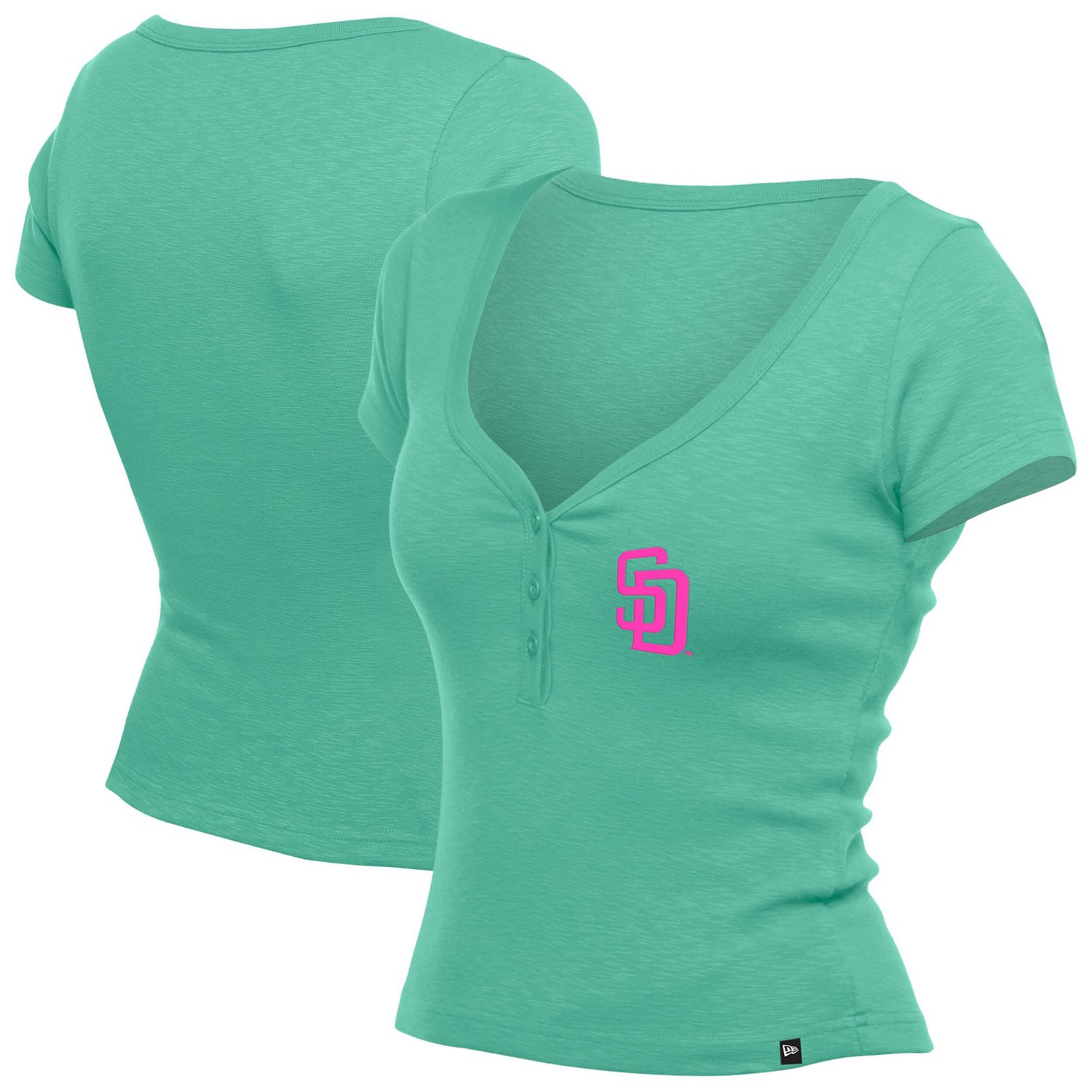 New Era San Diego Padres Cropped Summer City Connect V-Neck T-Shirt - view number 3