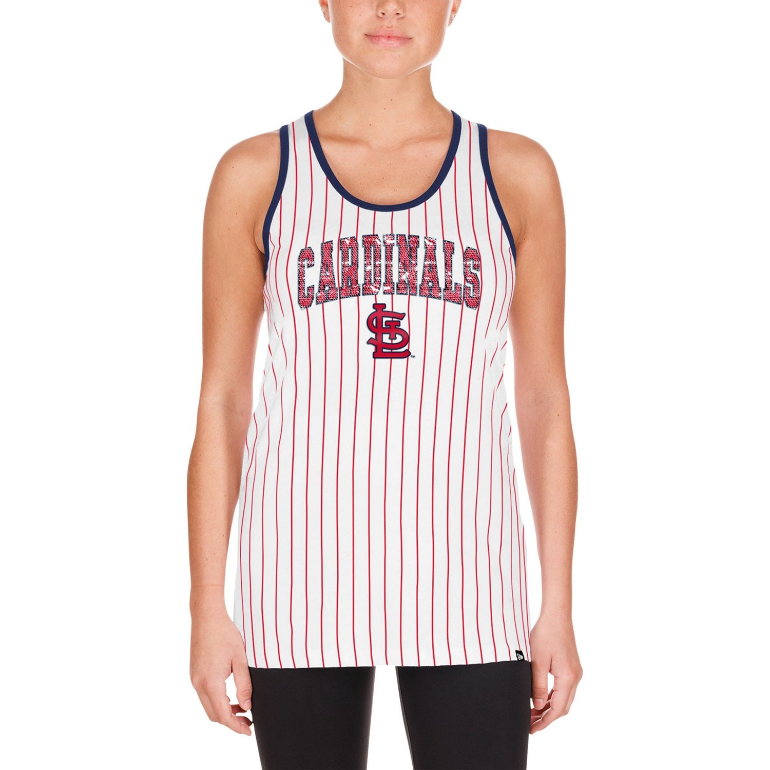 New Era St Louis Cardinals Sequin Pinstripe Racerback Tank Top