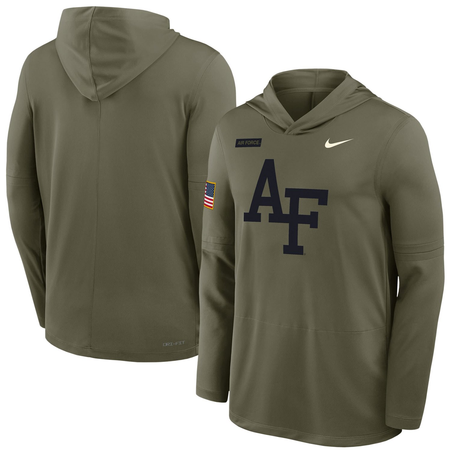 Nike Air Force Falcons 2025 Military Appreciation Dri-FIT Long Sleeve Hooded T-Shirt - view number 1