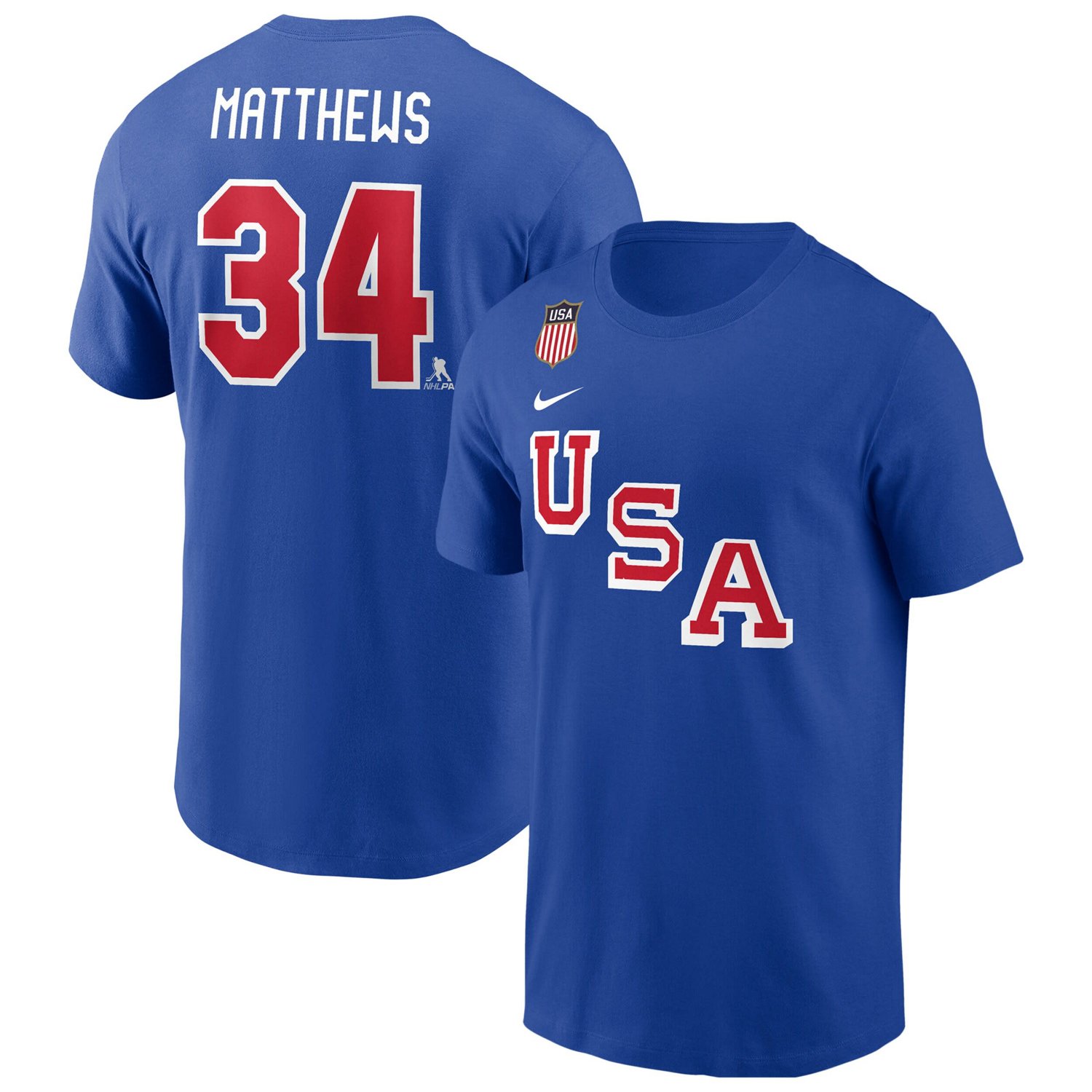 Nike Auston Matthews US Hockey 2026 Name  Number T-Shirt