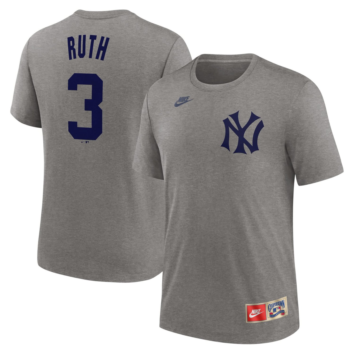 Nike Babe Ruth New York Yankees Cooperstown Collection Tri-Blend Name  Number T-Shirt
