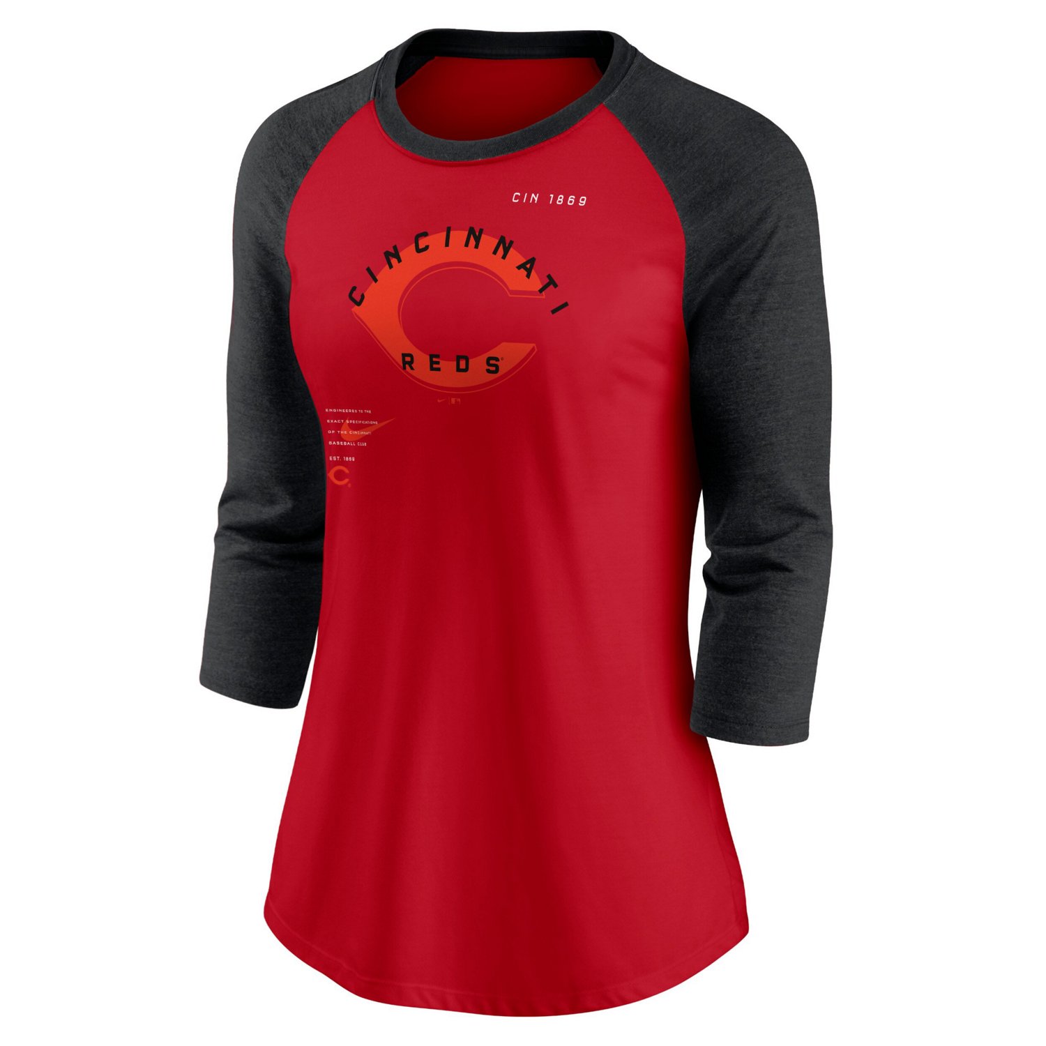 Nike Black Cincinnati s Next Up Tri-Blend Raglan 3 4-Sleeve T-Shirt - view number 2