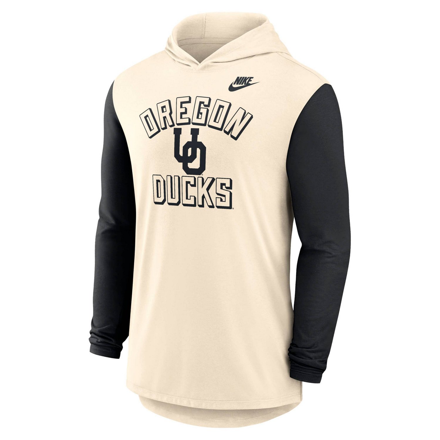 Nike Black Oregon Ducks Legacy Color-Block Tri-Blend Dri-FIT Long Sleeve Hoodie T-Shirt - view number 2
