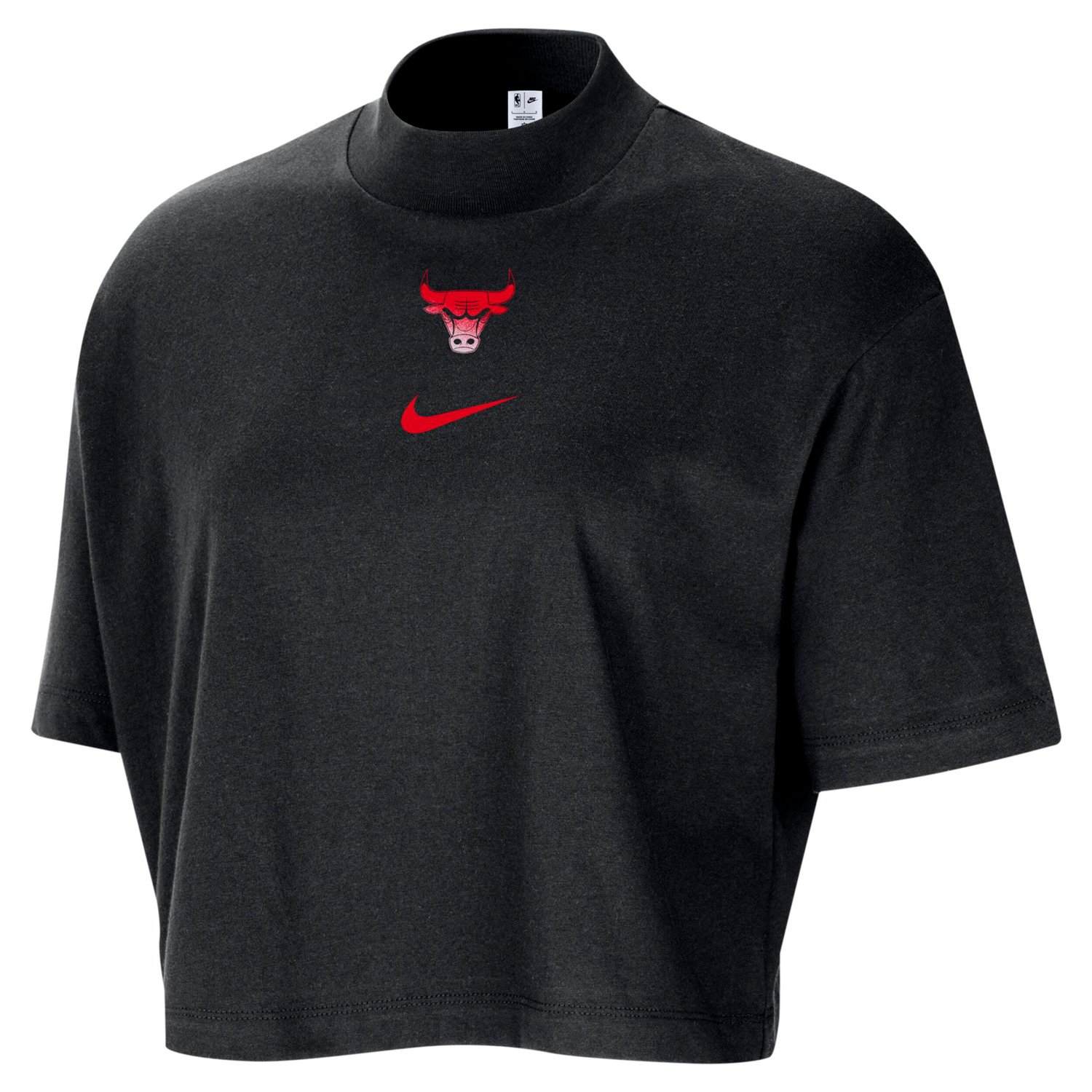 Nike Chicago Bulls Courtside Mock Neck Loose Fit Cropped T-Shirt - view number 2