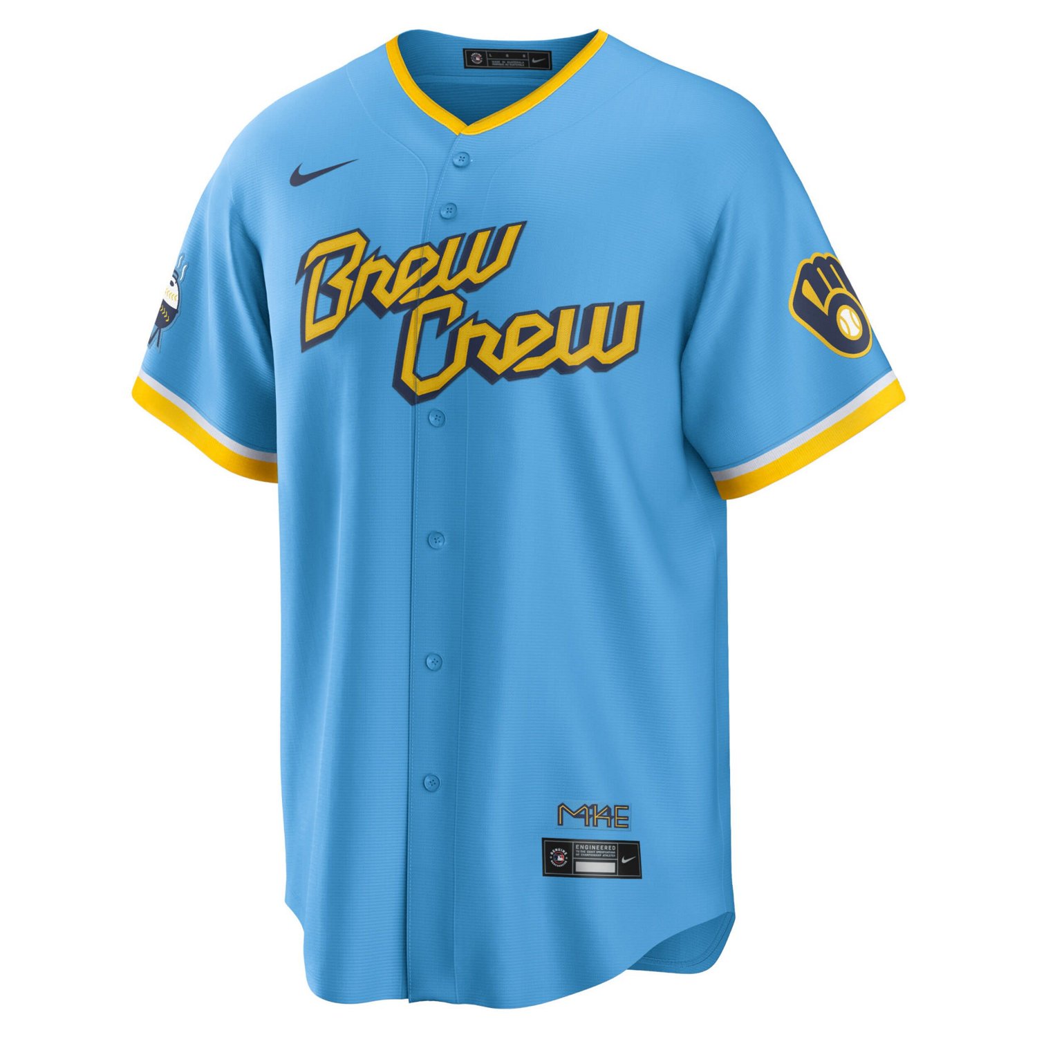 Nike Christian Yelich Powder Milwaukee Brewers City Connect Replica Player Jersey                                                - view number 2