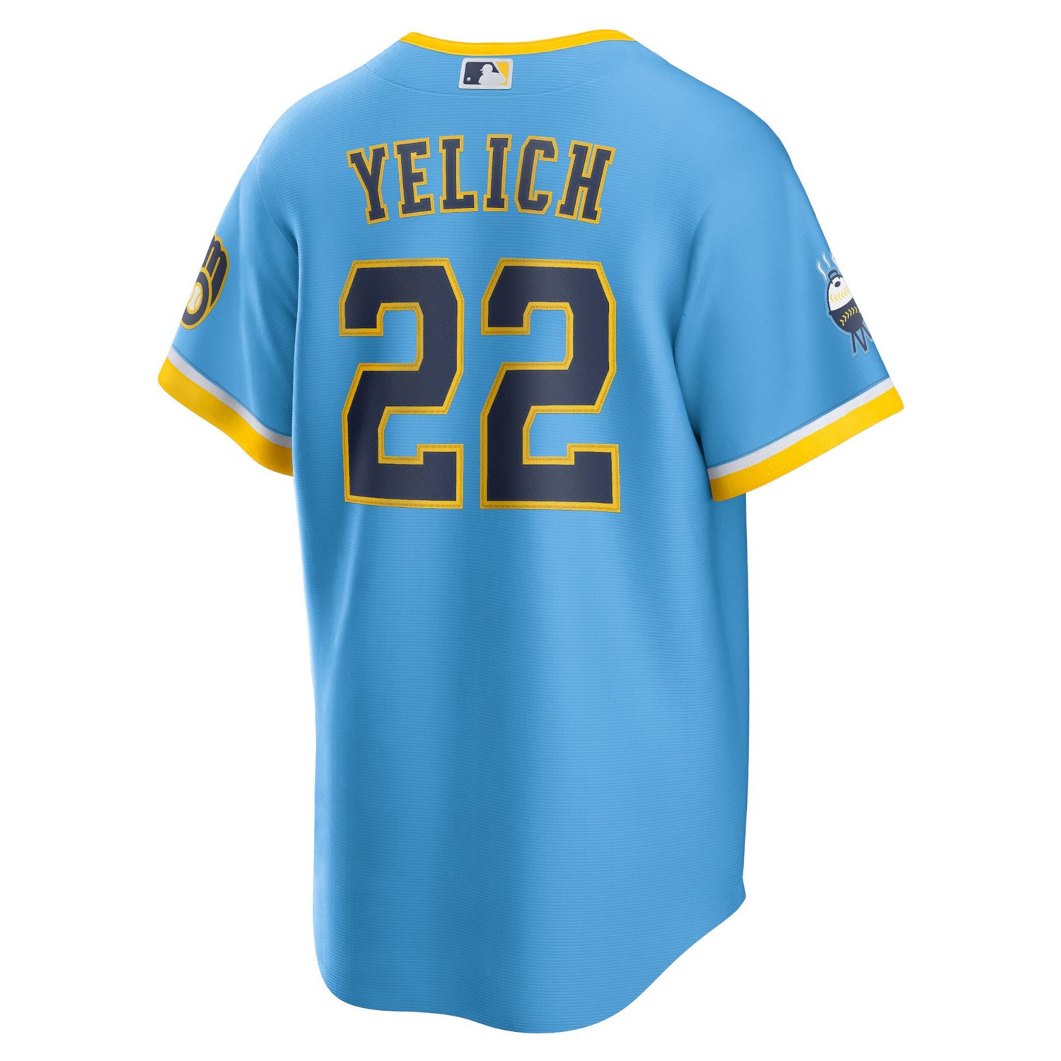 Nike Christian Yelich Powder Milwaukee Brewers City Connect Replica Player Jersey                                                - view number 3