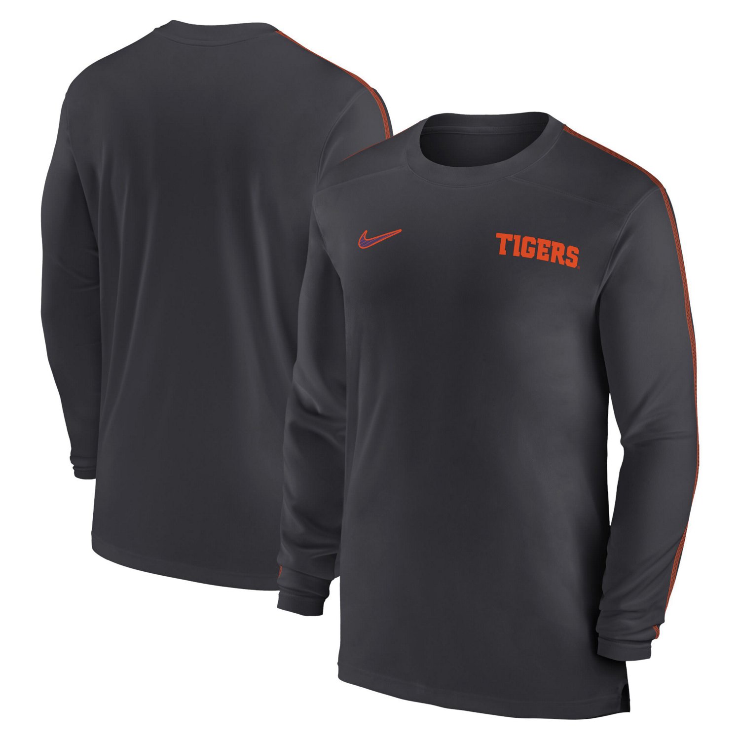 Nike Clemson Tigers 2024 Sideline Coach UV Performance Long Sleeve T-Shirt