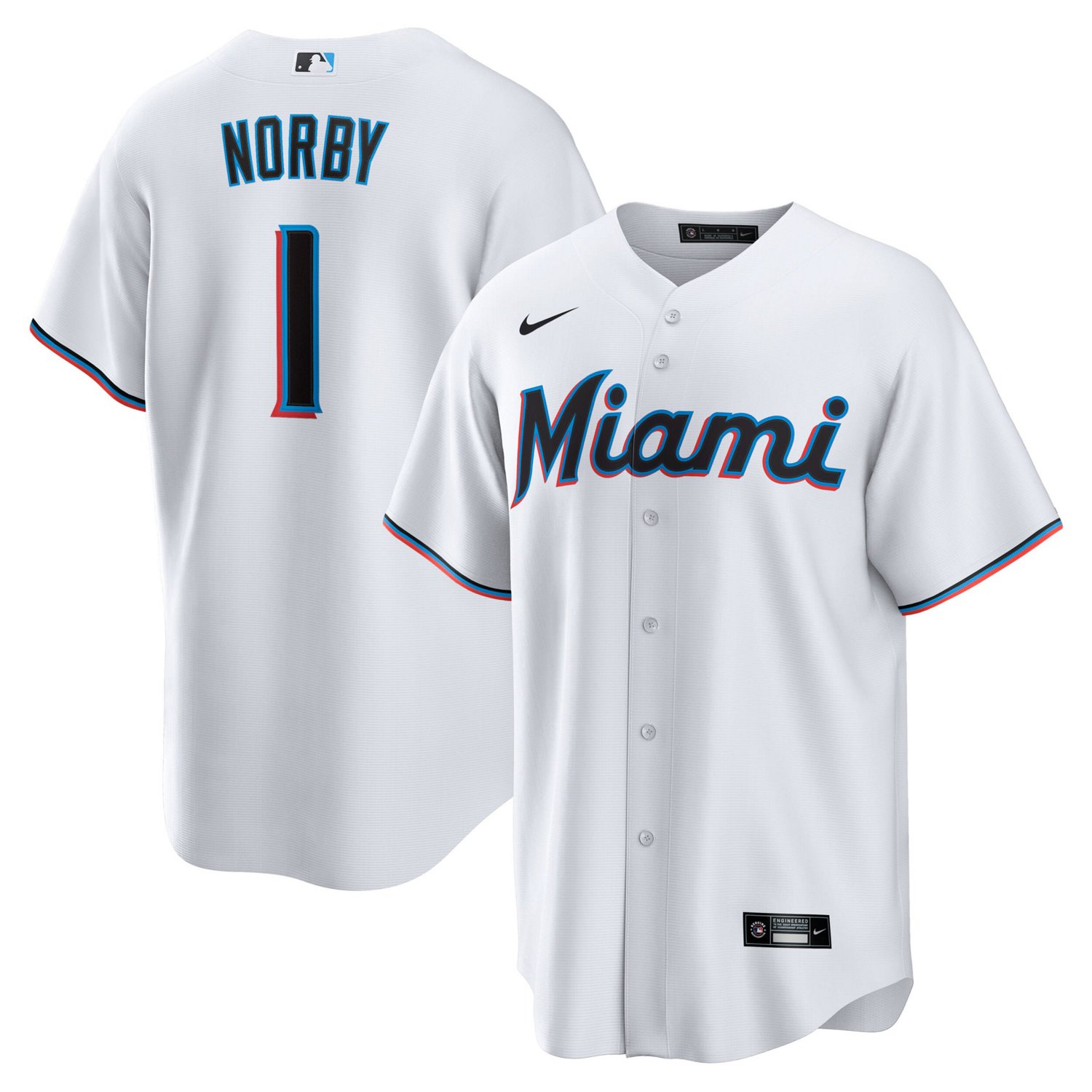 Nike Connor Norby Miami Marlins Home Replica Jersey - view number 1