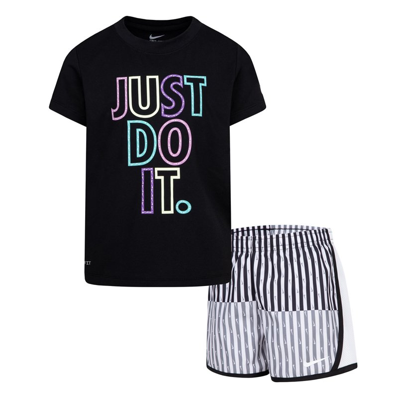 Nike Girls' Femme Pop Tee & Tempo Short Black, 6 Youth - Girl's Athletic Tops at Academy Sports