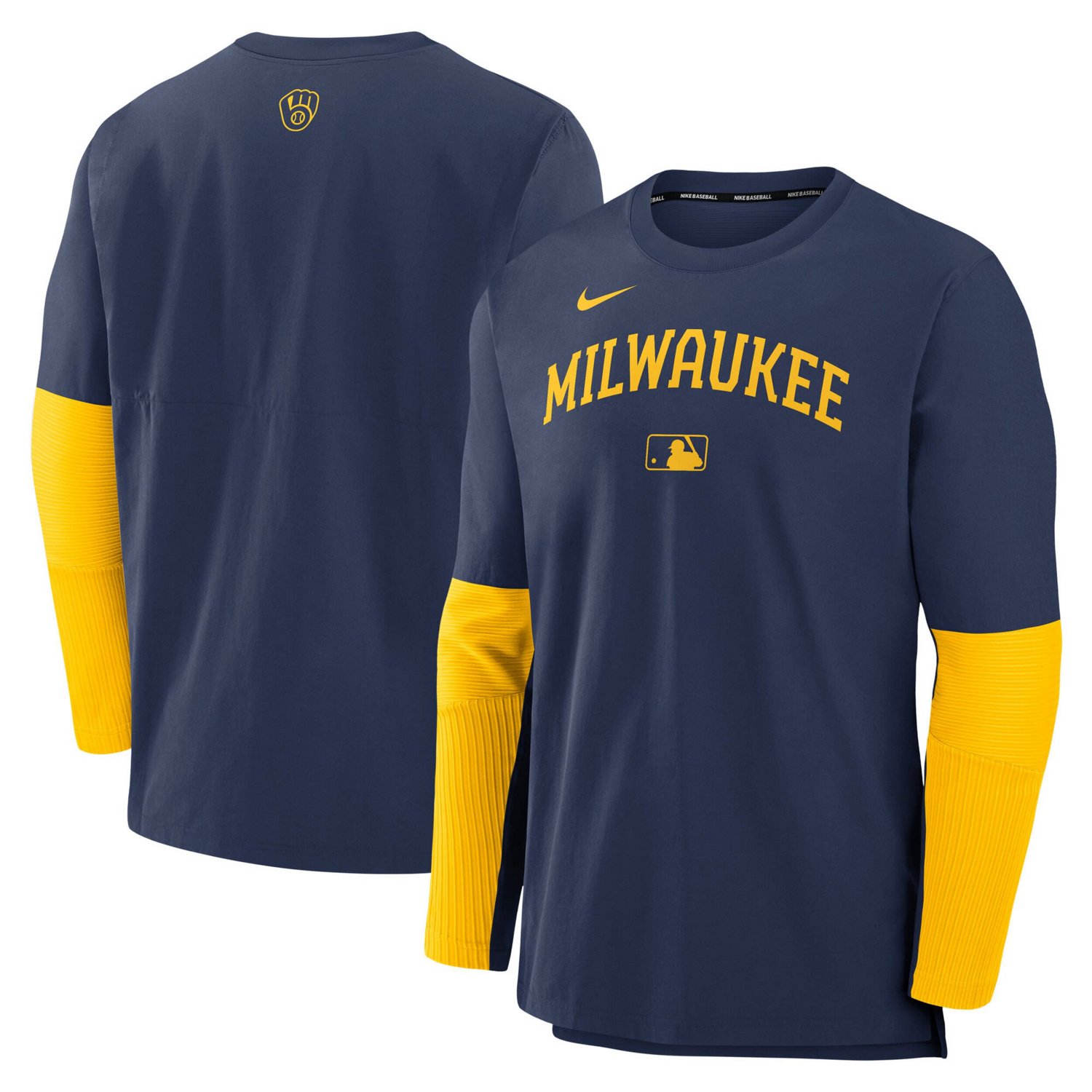 Nike Gold Milwaukee Brewers Authentic Collection Player Lightweight Performance Long Sleeve Top                                 