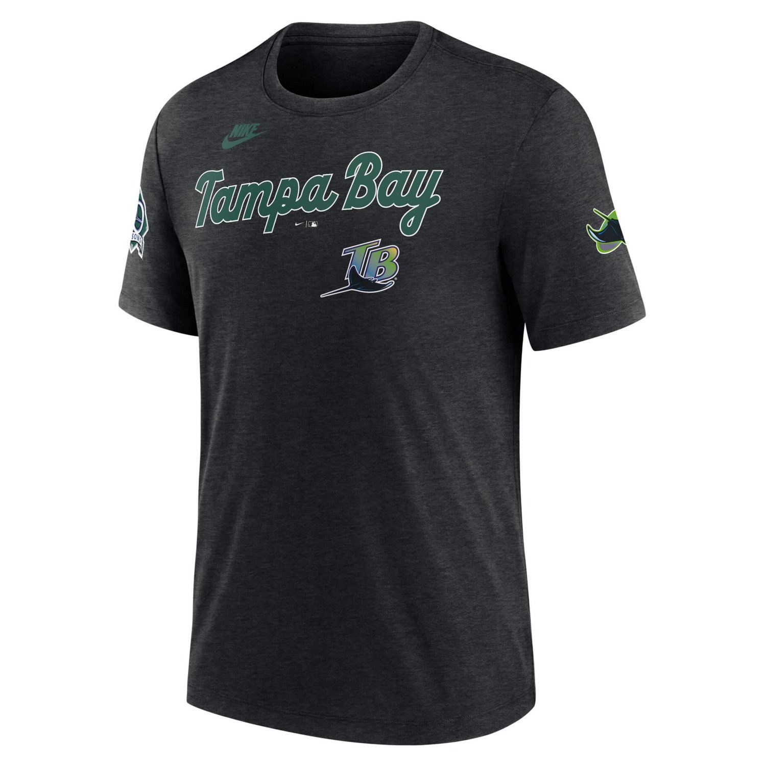 Nike Heather Tampa Bay Rays Cooperstown Collection Eras Tri-Blend T-Shirt                                                        - view number 2