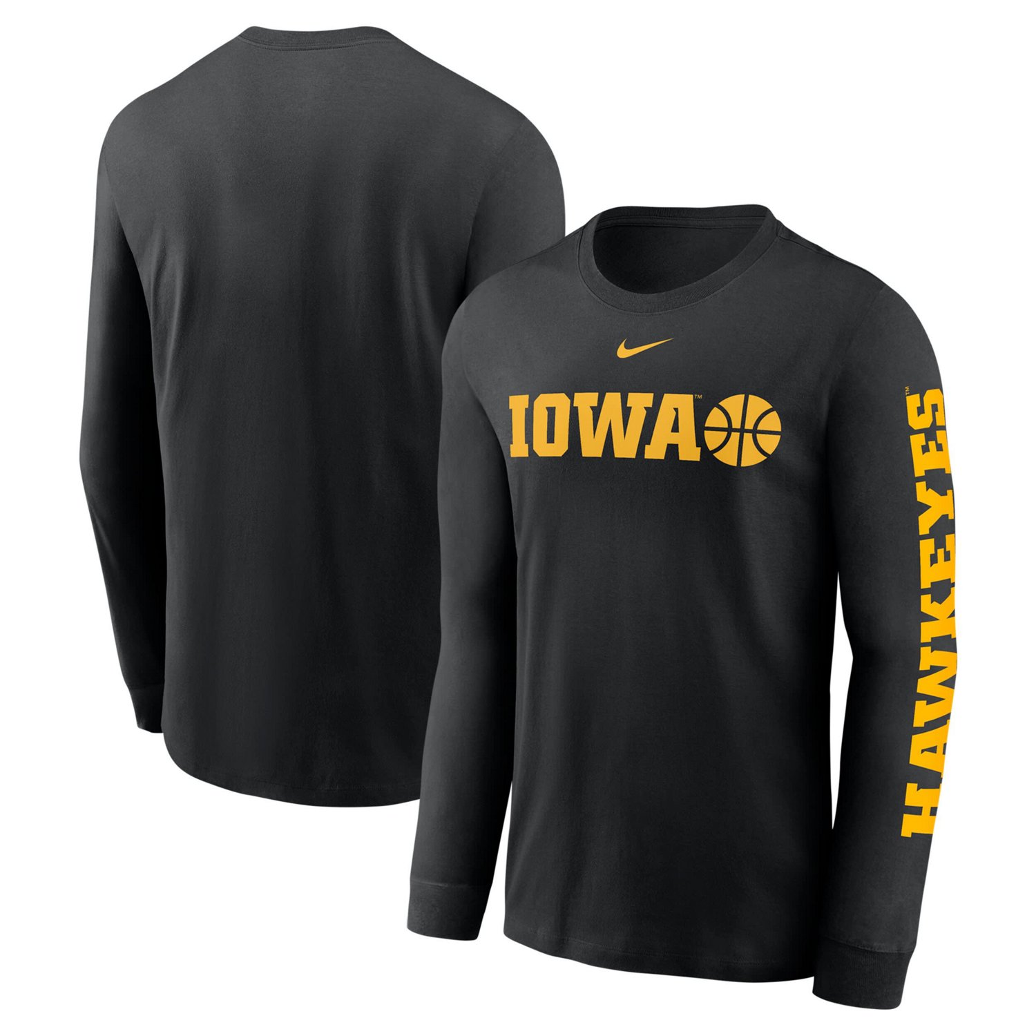 Nike Iowa Hawkeyes Basketball Icon Two-Hit Long Sleeve T-Shirt