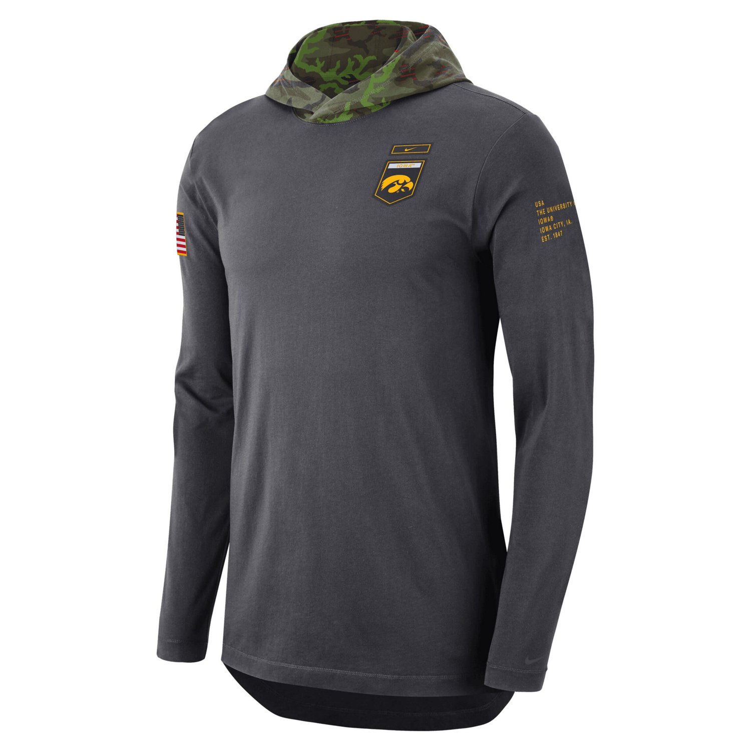 Nike Iowa Hawkeyes Military Long Sleeve Hoodie T-Shirt - view number 2
