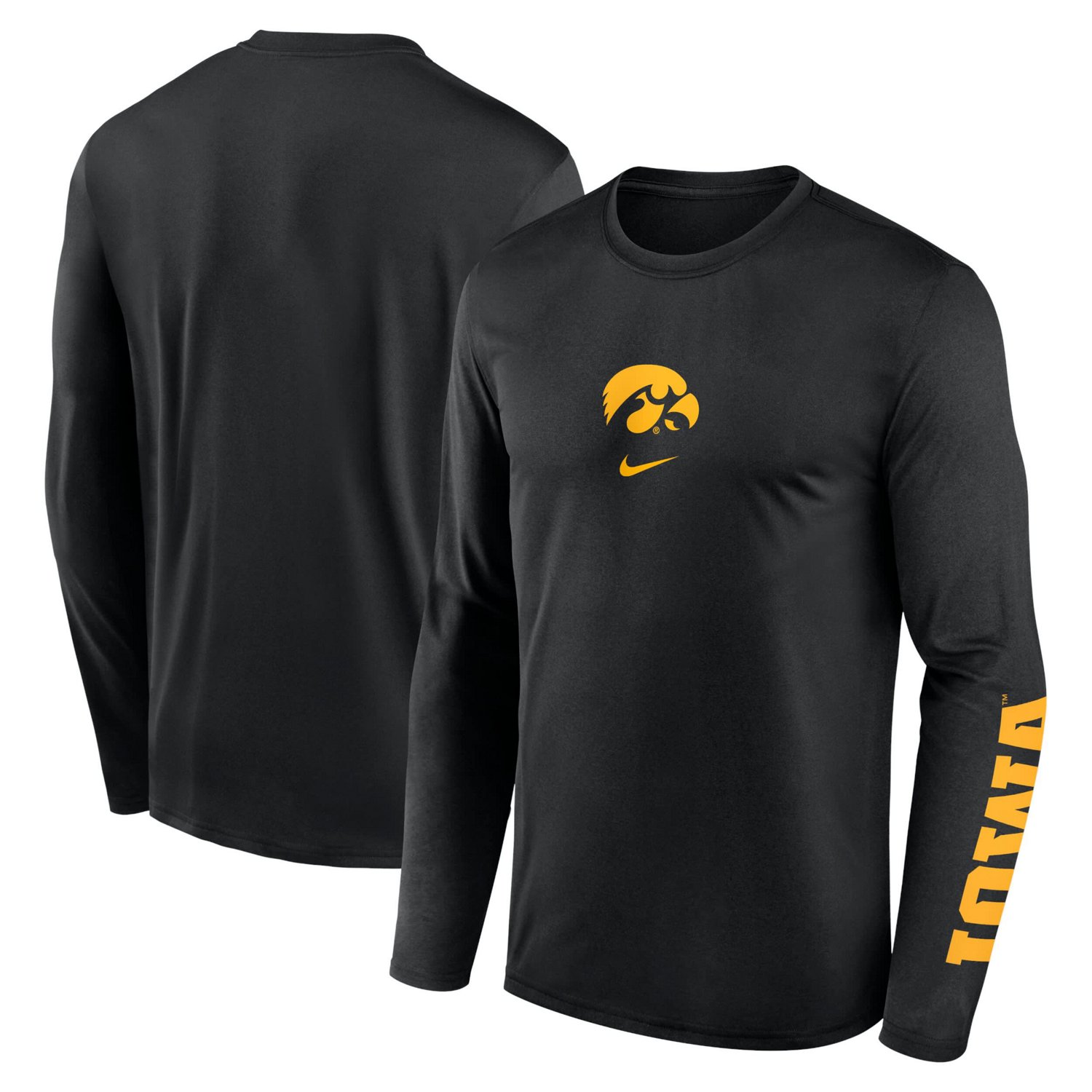 Nike Iowa Hawkeyes Primetime Center Lockup Two-Hit Legend Long Sleeve T-Shirt                                                    - view number 1