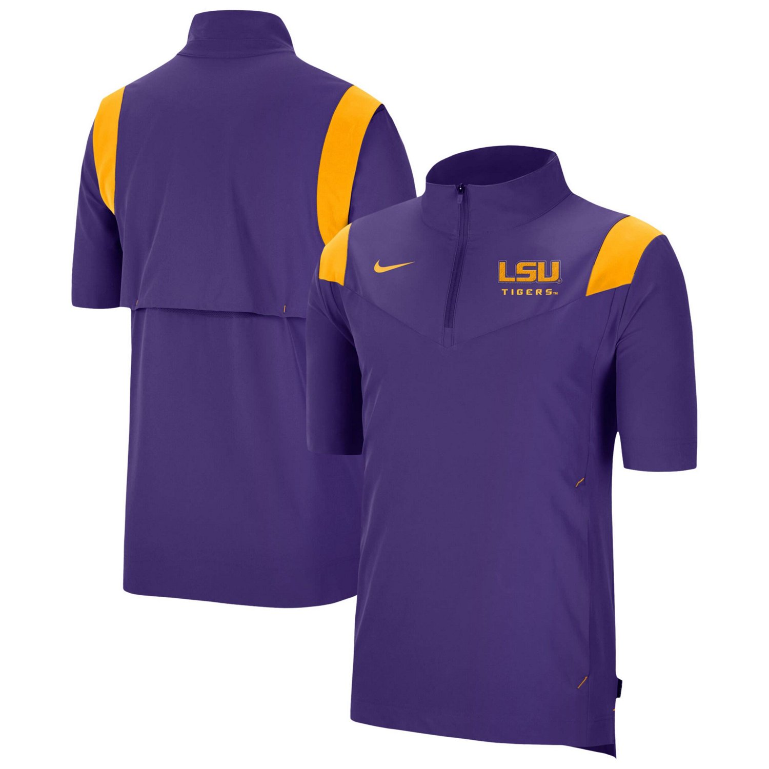 Nike LSU Tigers Coach Short Sleeve Quarter Zip Jacket Academy