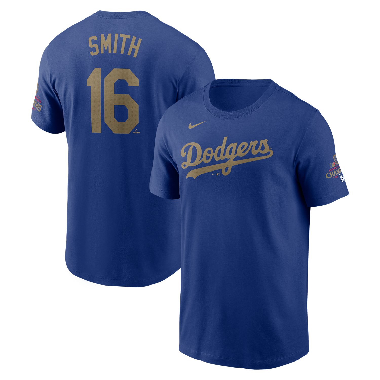 Nike Men's Los Angeles Dodgers 2025 WS Gold Player Name & Number Tee Will Smith