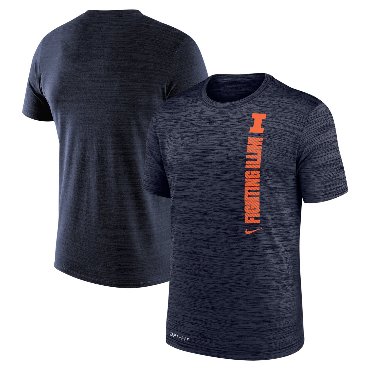Nike Men's University of Illinois Dri-FIT Team Issue Velocity Short Sleeve T-Shirt