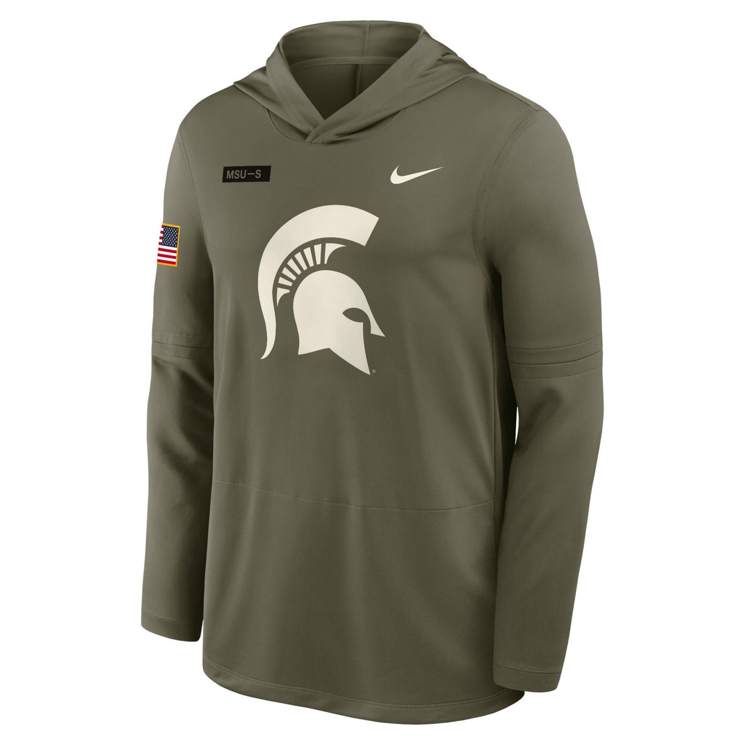 Nike Michigan State Spartans 2025 Military Appreciation Dri-FIT Long Sleeve Hoodie T-Shirt - view number 4