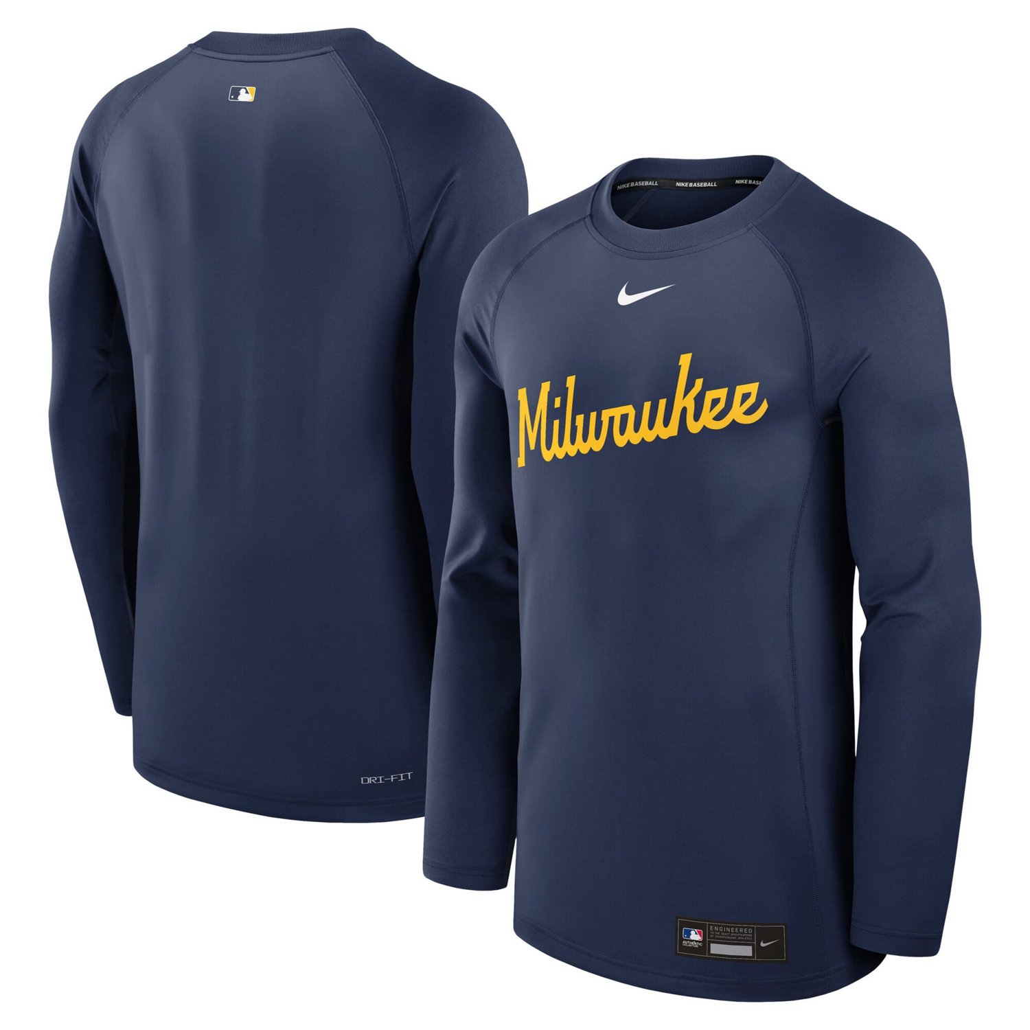 Nike Milwaukee Brewers Authentic Collection Game Time Raglan Performance Long Sleeve T-Shirt                                    