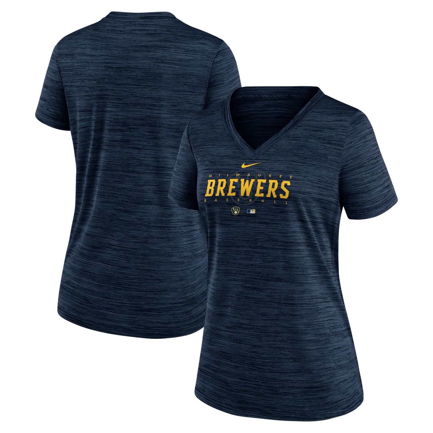 Nike Milwaukee Brewers Authentic Collection Velocity Practice Performance V-Neck T-Shirt