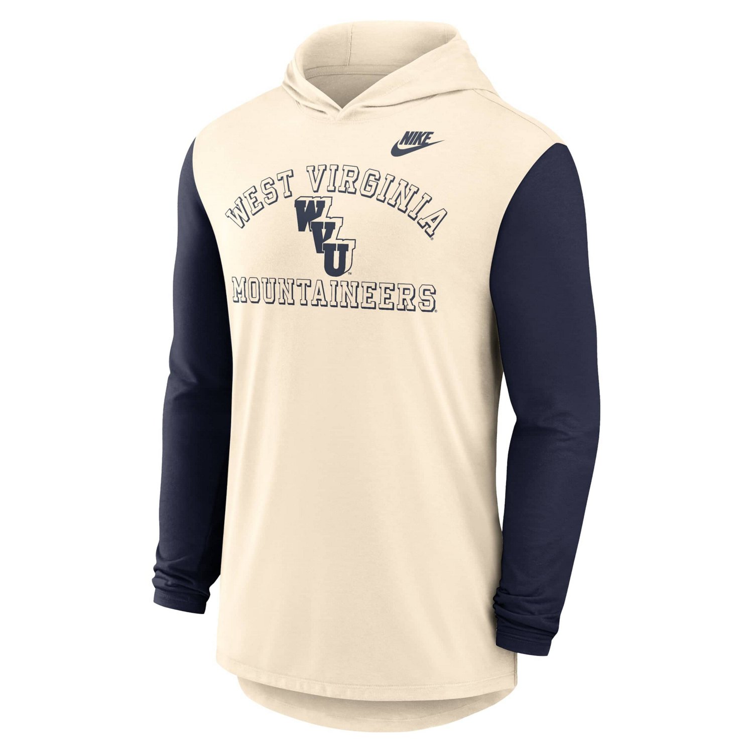 Nike Navy West Virginia Mountaineers Legacy Color-Block Tri-Blend Performance Long Sleeve Hoodie T-Shirt - view number 2