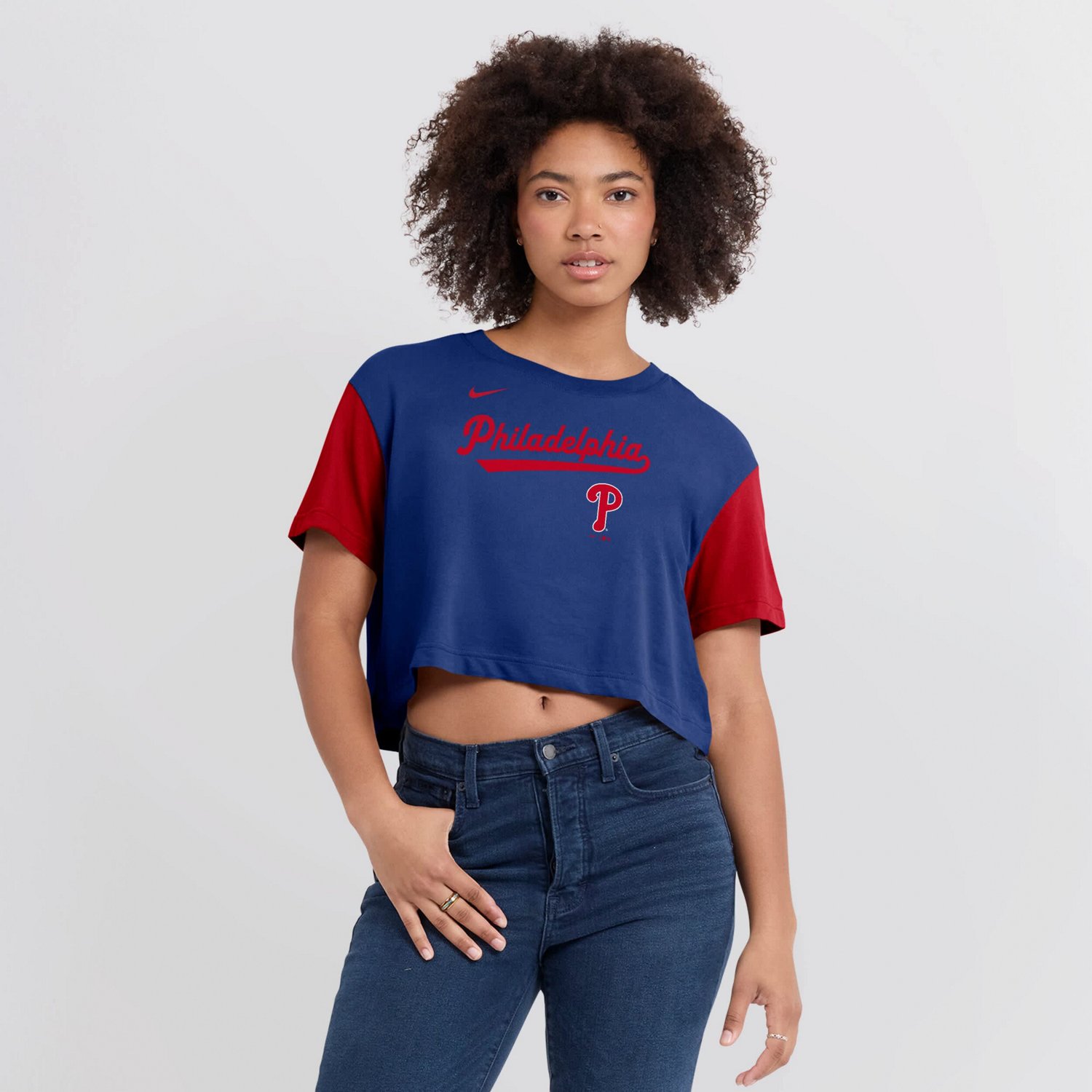 Nike Red Philadelphia Phillies Script Cropped Performance T-Shirt - view number 4