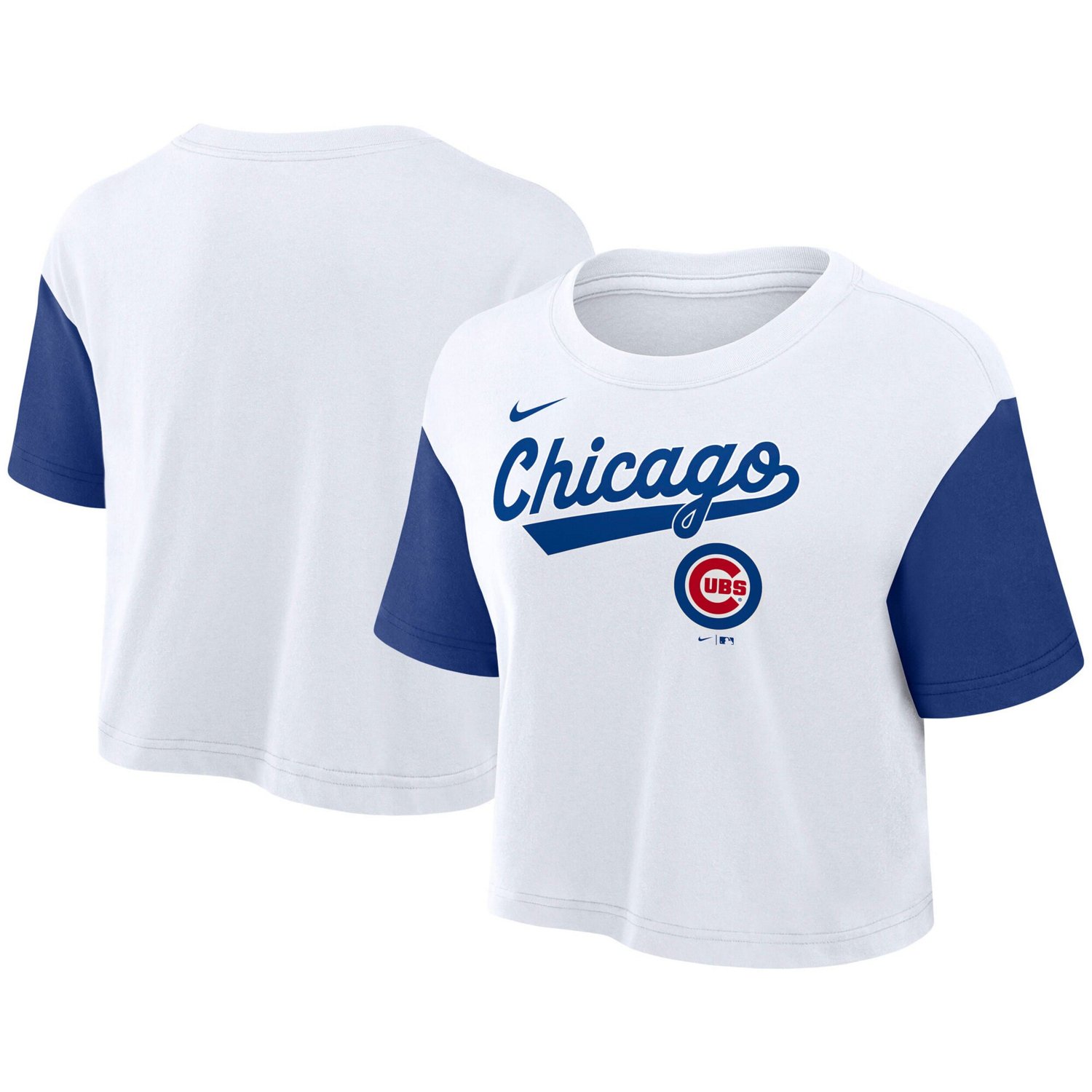 Nike Royal Chicago Cubs Script Cropped Performance T-Shirt