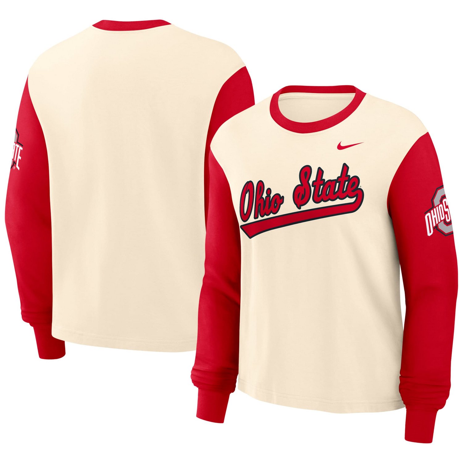 Nike Scarlet Ohio State Buckeyes Color Block Boxy Long Sleeve T-Shirt