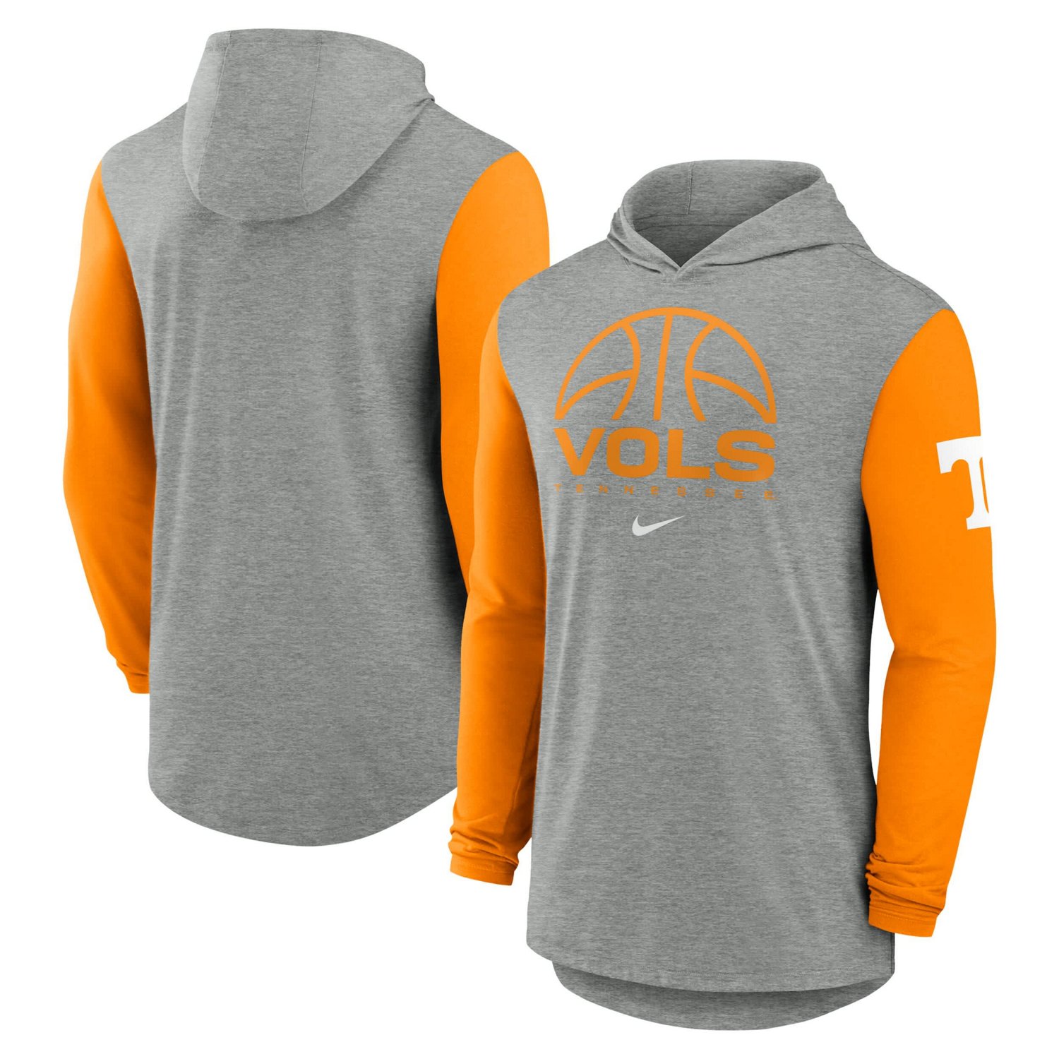 Nike Tennessee Tennessee Volunteers Basketball Color-Block Tri-Blend Dri-FIT Long Sleeve Hoodie T-Shirt