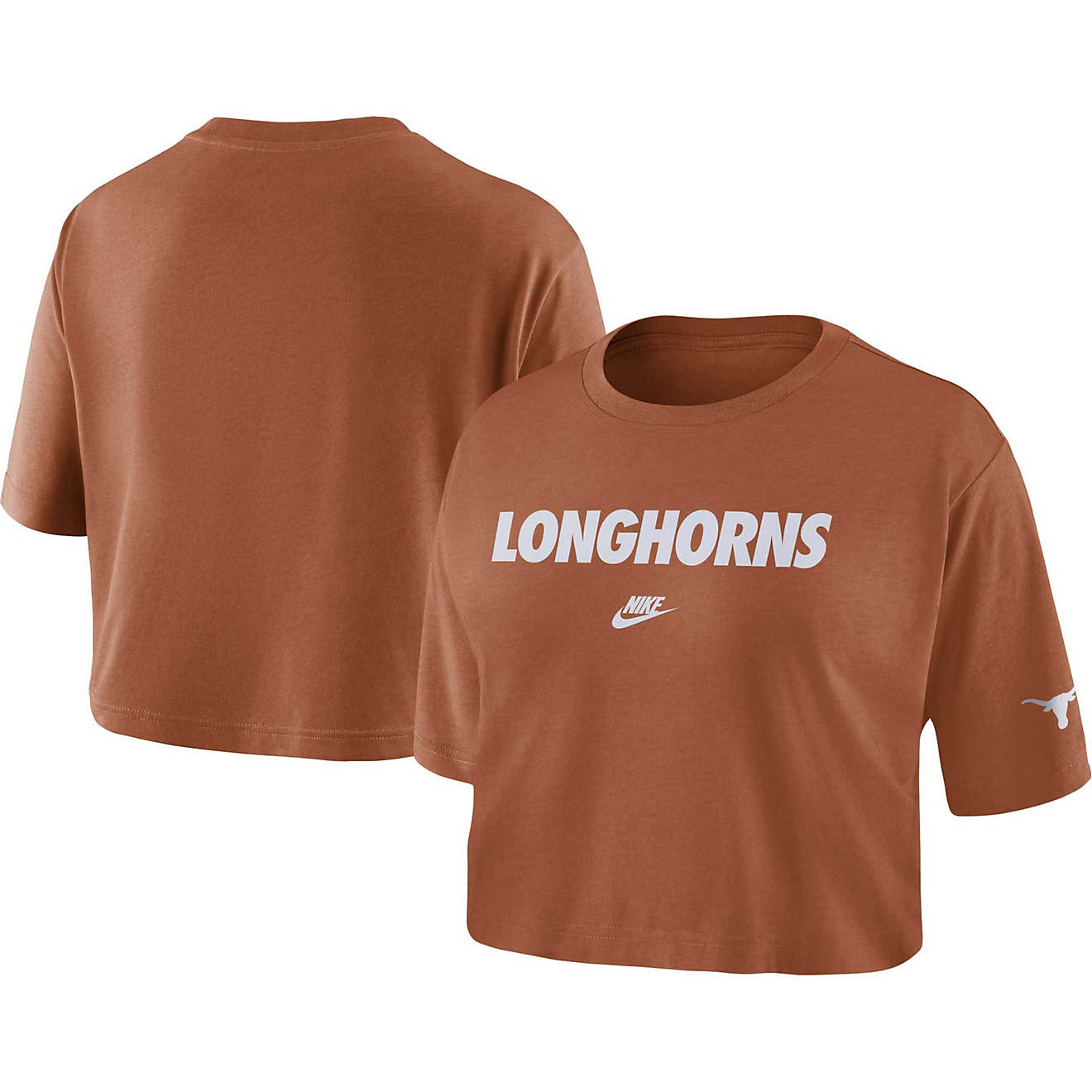 Nike Texas Texas Longhorns Wordmark Cropped T-Shirt                                                                              - view number 1
