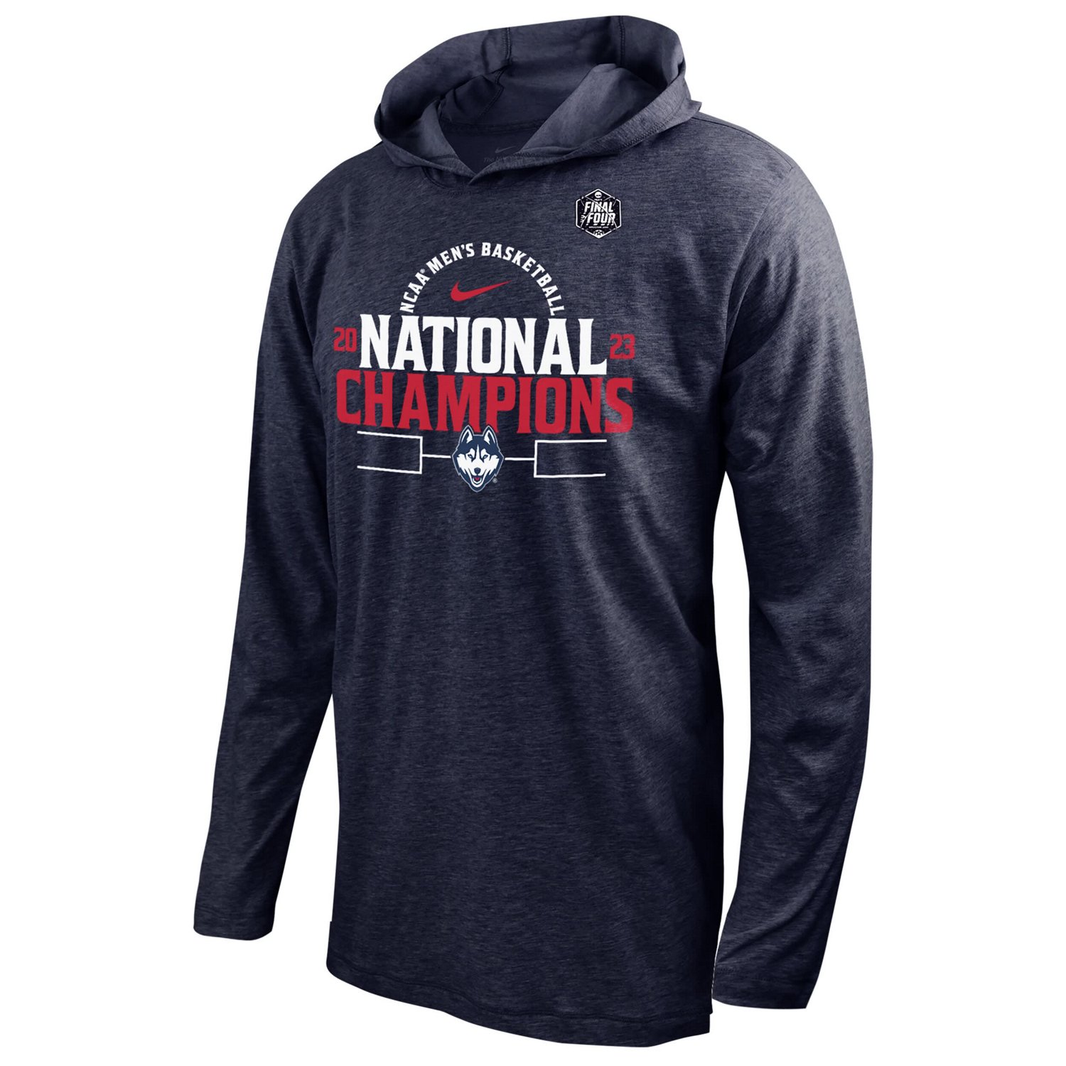 Nike UConn Huskies 2023 NCAA Mens Basketball National Champions Bracket Long Sleeve Hoodie T-Shirt - view number 2