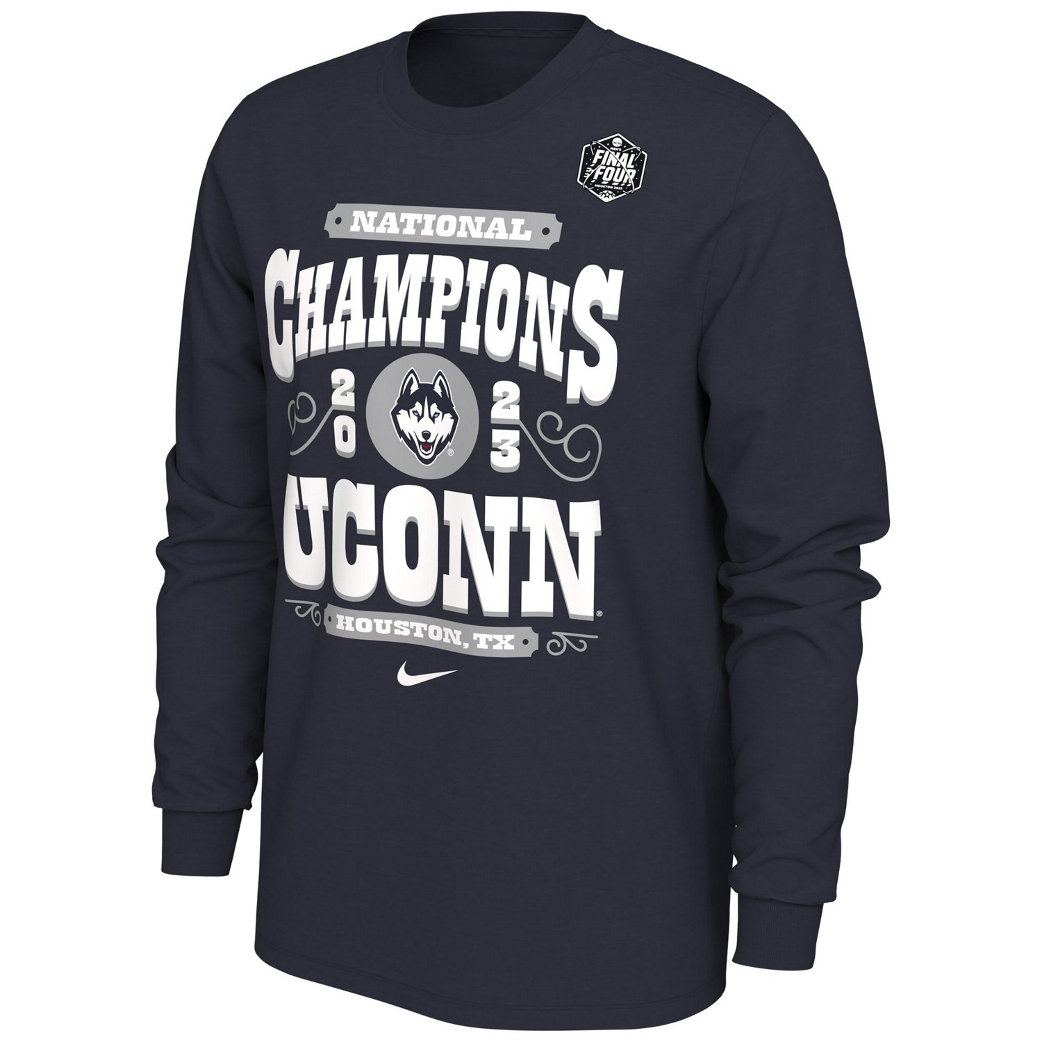 Nike UConn Huskies 2023 NCAA Mens Basketball National Champions Celebration Long Sleeve T-Shirt - view number 2