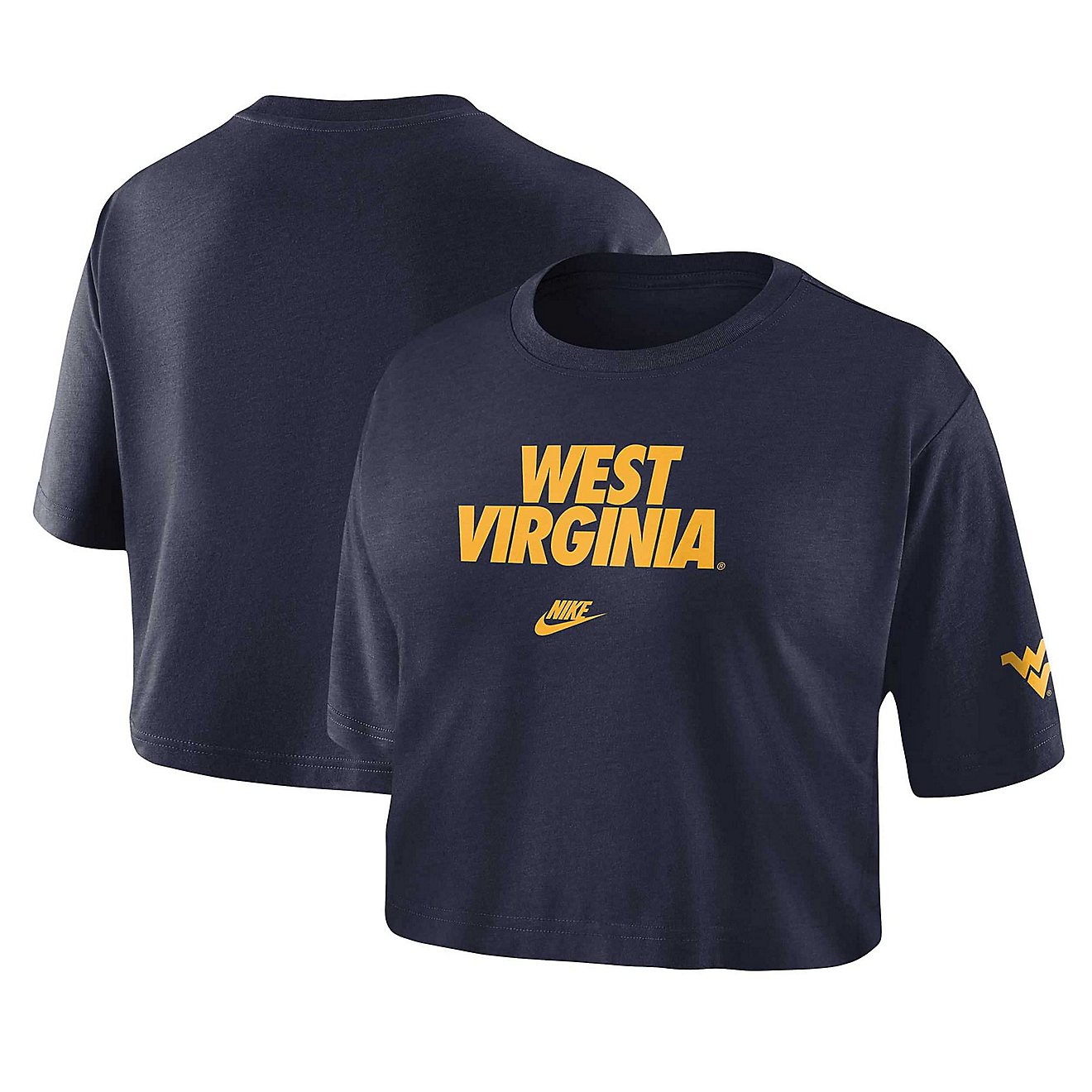 Nike West Virginia Mountaineers Wordmark Cropped T-Shirt                                                                         - view number 1