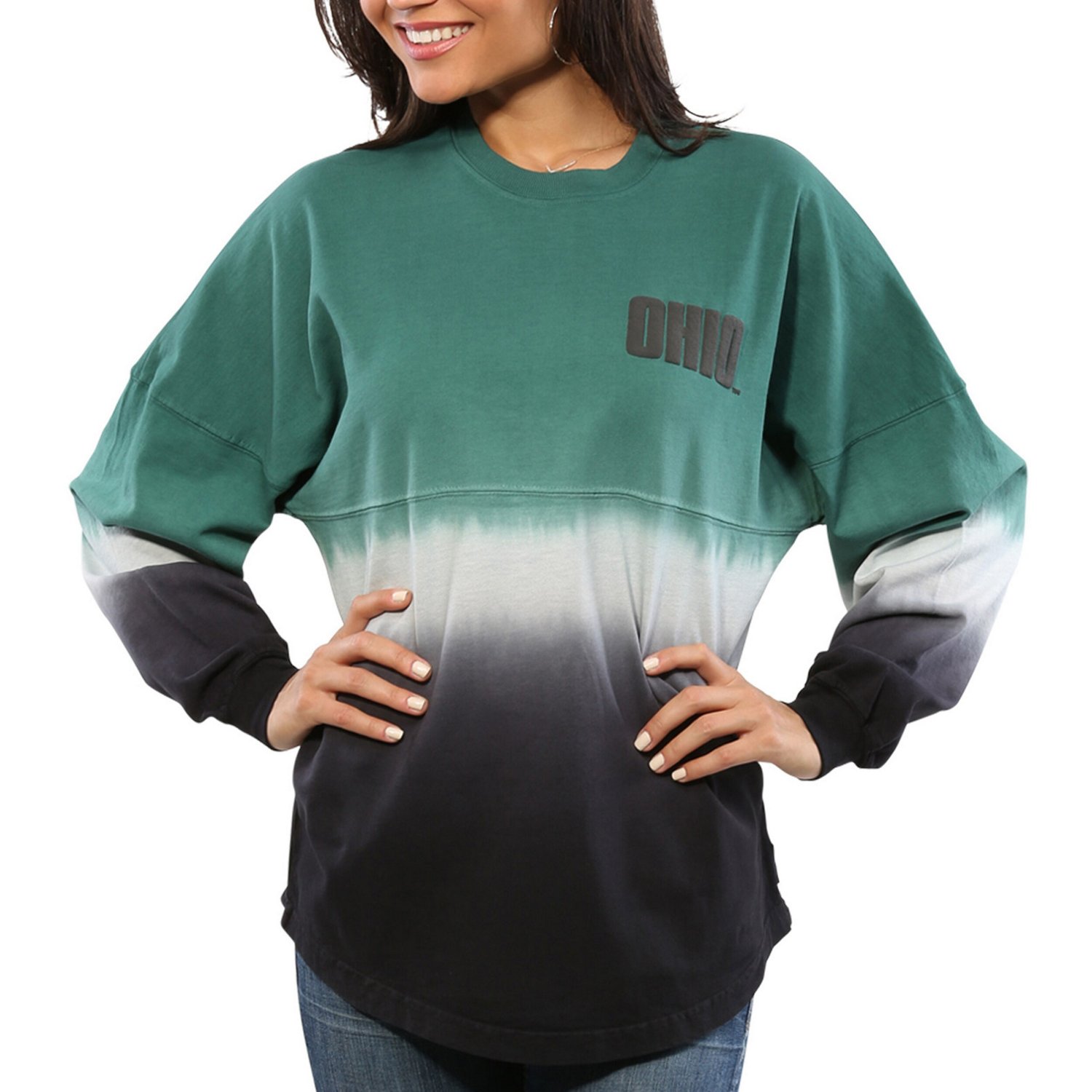 Ohio Bobcats Ombre Long Sleeve Dip-Dyed Spirit Jersey                                                                            - view number 2