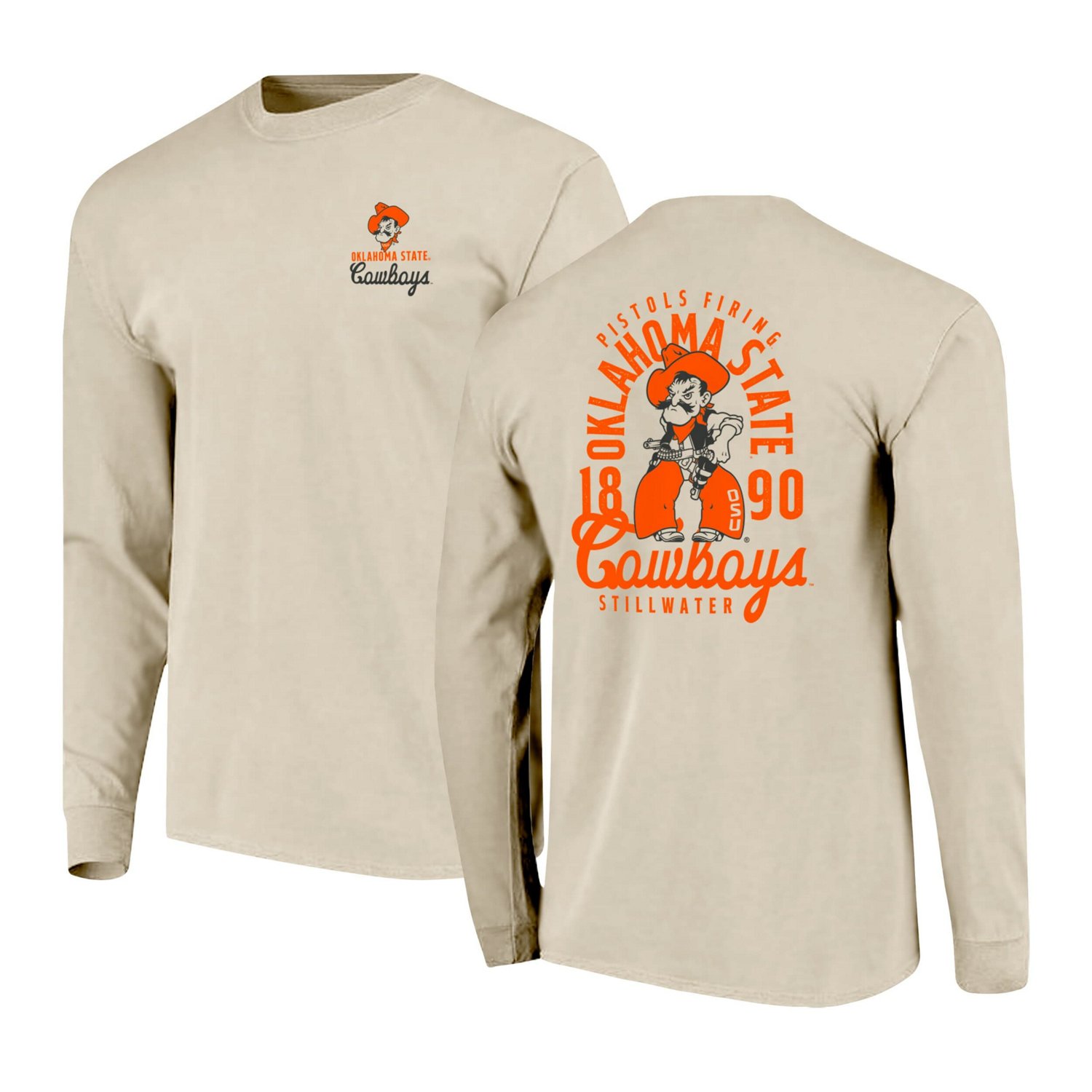 Oklahoma State Cowboys Comfort Colors Mascot Overlay Long Sleeve T-Shirt