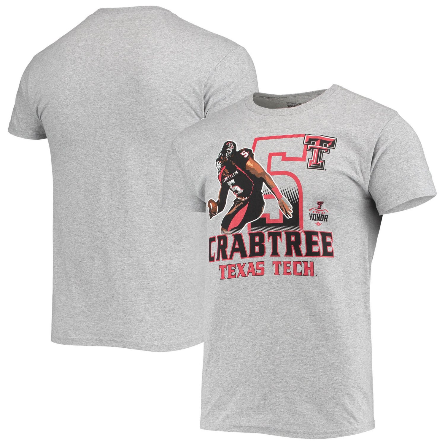 Original Retro Brand Michael Crabtree Heathered Gray Texas Tech Raiders Ring of Honor T-Shirt                                    - view number 1