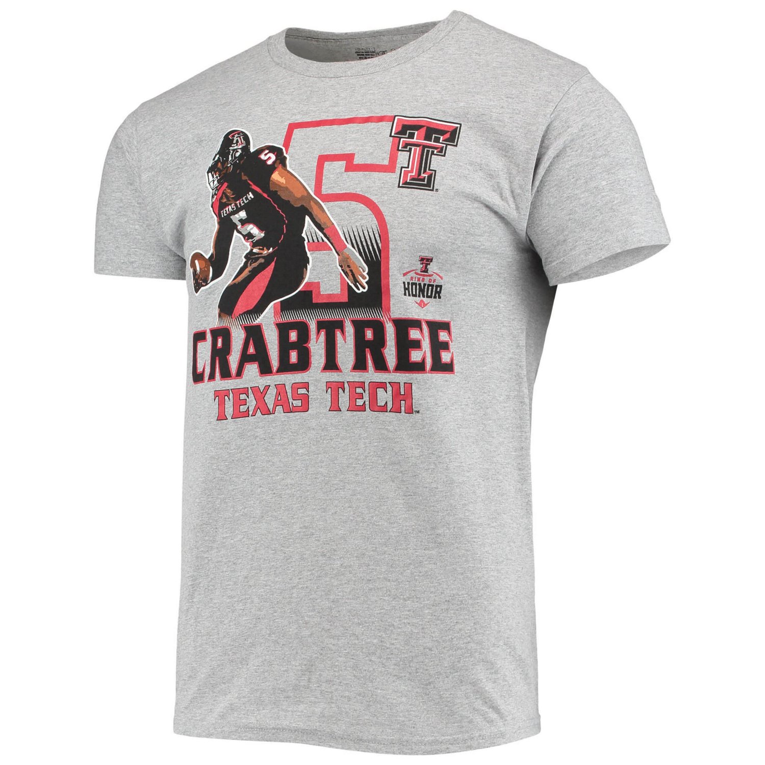 Original Retro Brand Michael Crabtree Heathered Gray Texas Tech Raiders Ring of Honor T-Shirt                                    - view number 2
