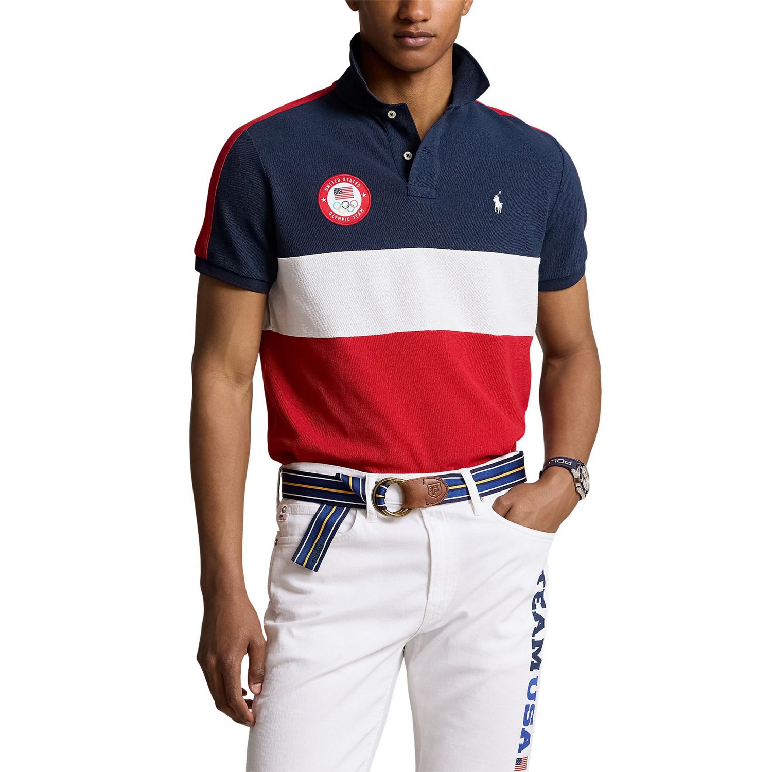 Polo Ralph Lauren Team USA 2024 Summer Olympics Villagewear Performance Mesh Color Block Polo                                    - view number 2