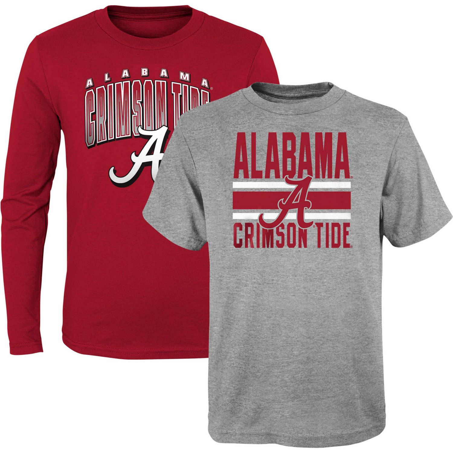 Preschool /Heather Gray Alabama Tide Fan Wave Short  Long Sleeve T-Shirt Combo Pack                                             
