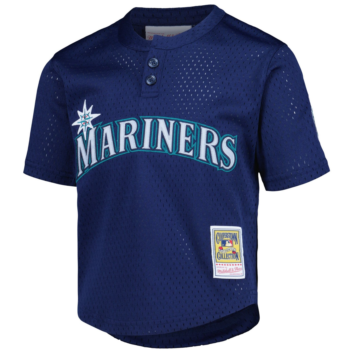 Preschool Mitchell  Ness Ken Griffey Jr Seattle Mariners Cooperstown Collection Mesh Batting Practice Jersey                     - view number 2