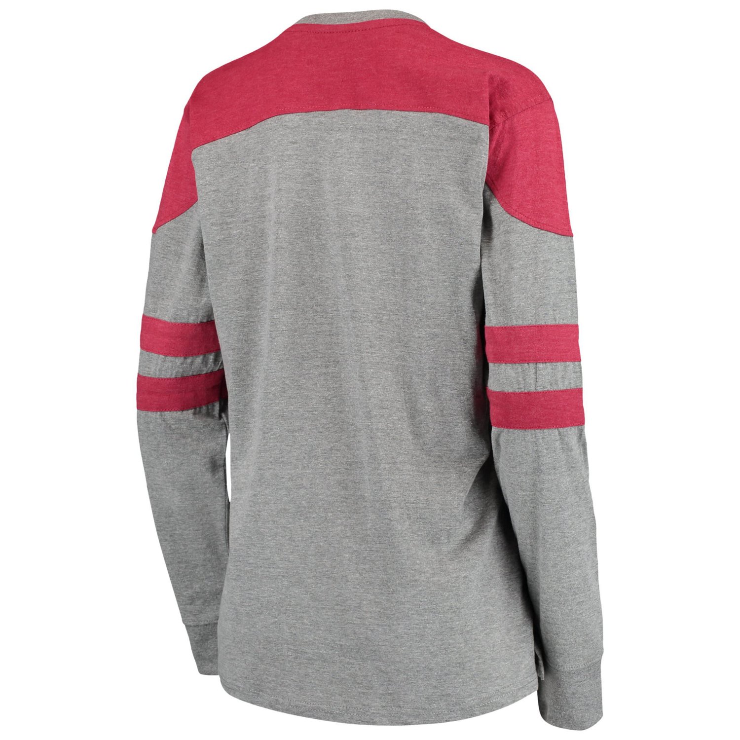 Pressbox Heathered Gray/Crimson Oklahoma Sooners Peyton Sleeve Stripe Applique Long Sleeve T-Shirt - view number 3