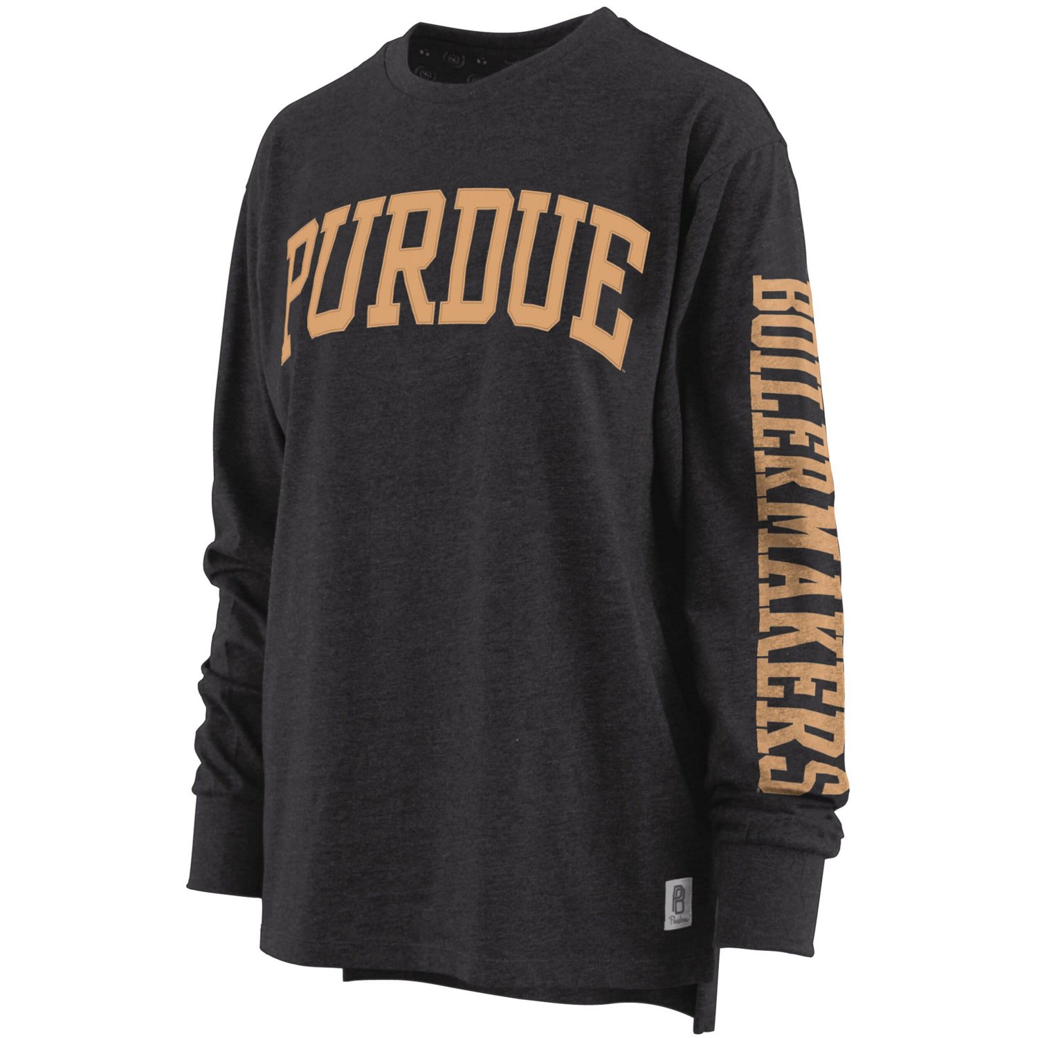 Pressbox Heathered Purdue Boilermakers Two-Hit Canyon Long Sleeve T-Shirt