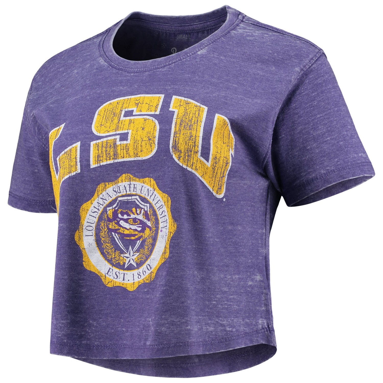 Pressbox LSU Tigers Edith Vintage Burnout Crop T-Shirt - view number 2