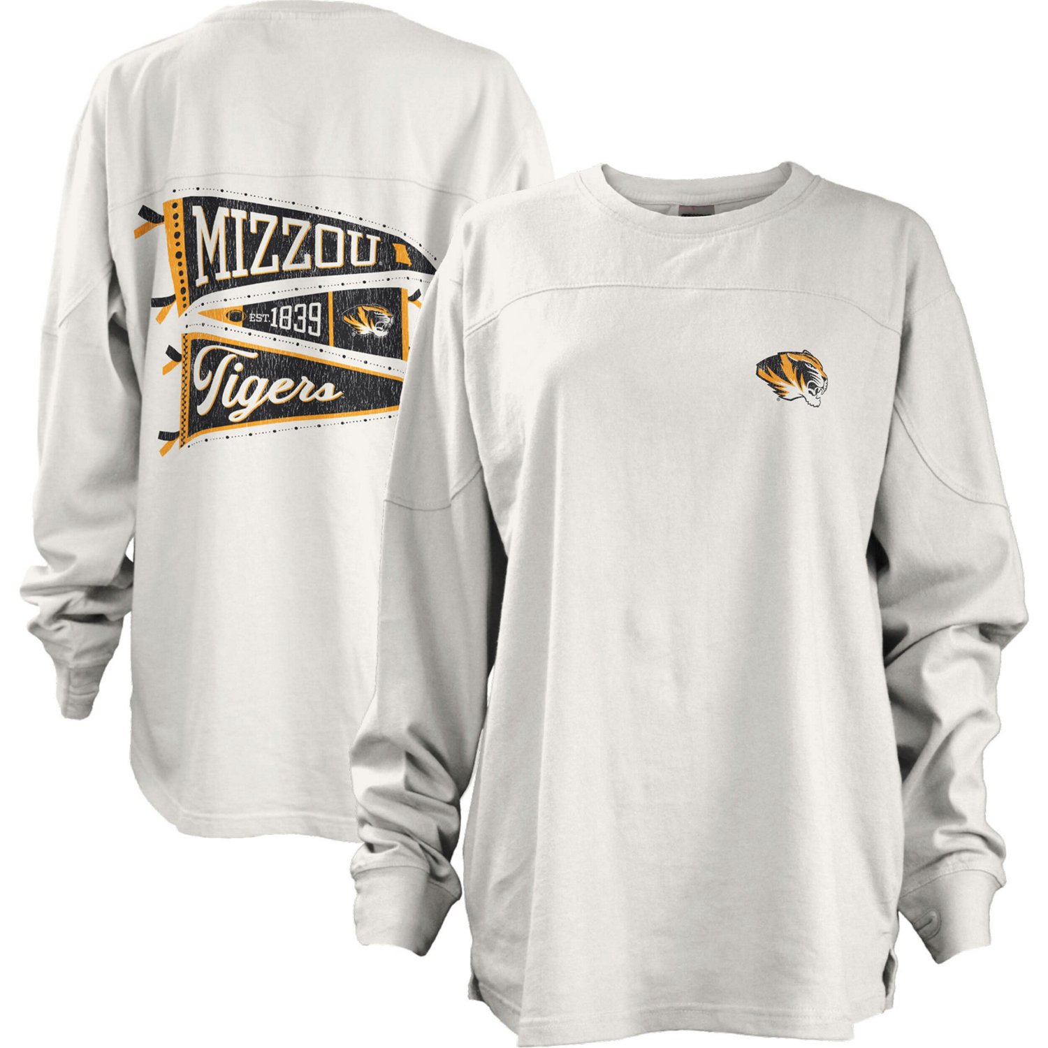 Pressbox Missouri Tigers Pennant Stack Oversized Long Sleeve T-Shirt