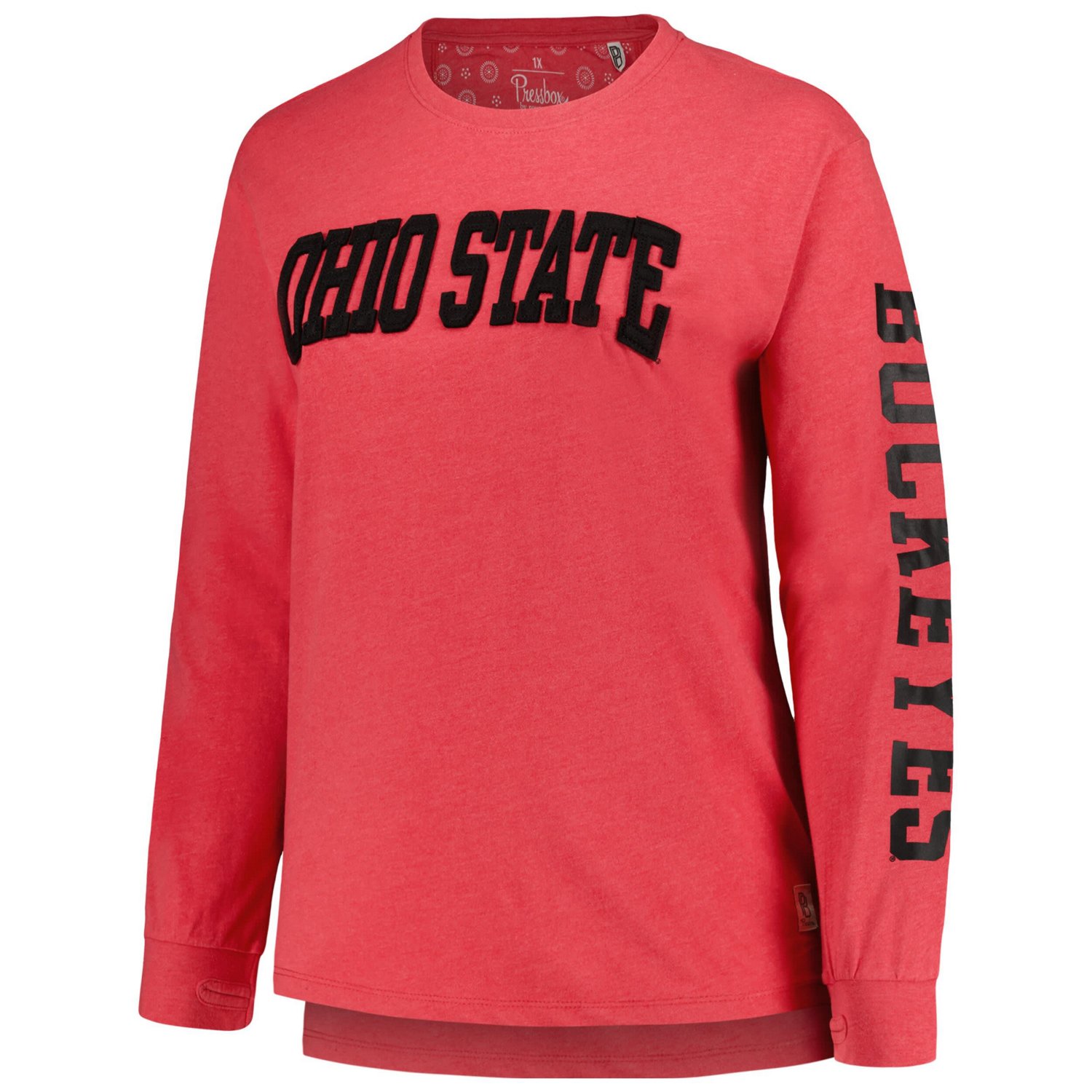Pressbox Ohio State Buckeyes Plus Size 2-Hit Canyon Long Sleeve T-Shirt - view number 2