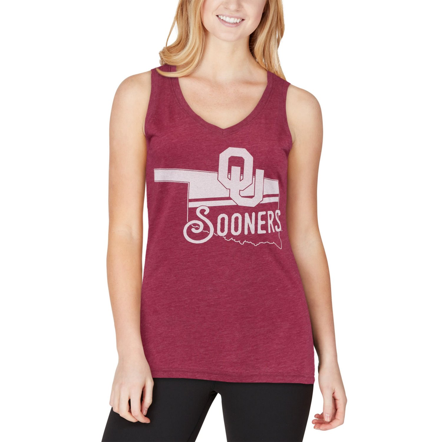 Pressbox Oklahoma Sooners Ferris Melange V-Neck Tank Top                                                                         - view number 4