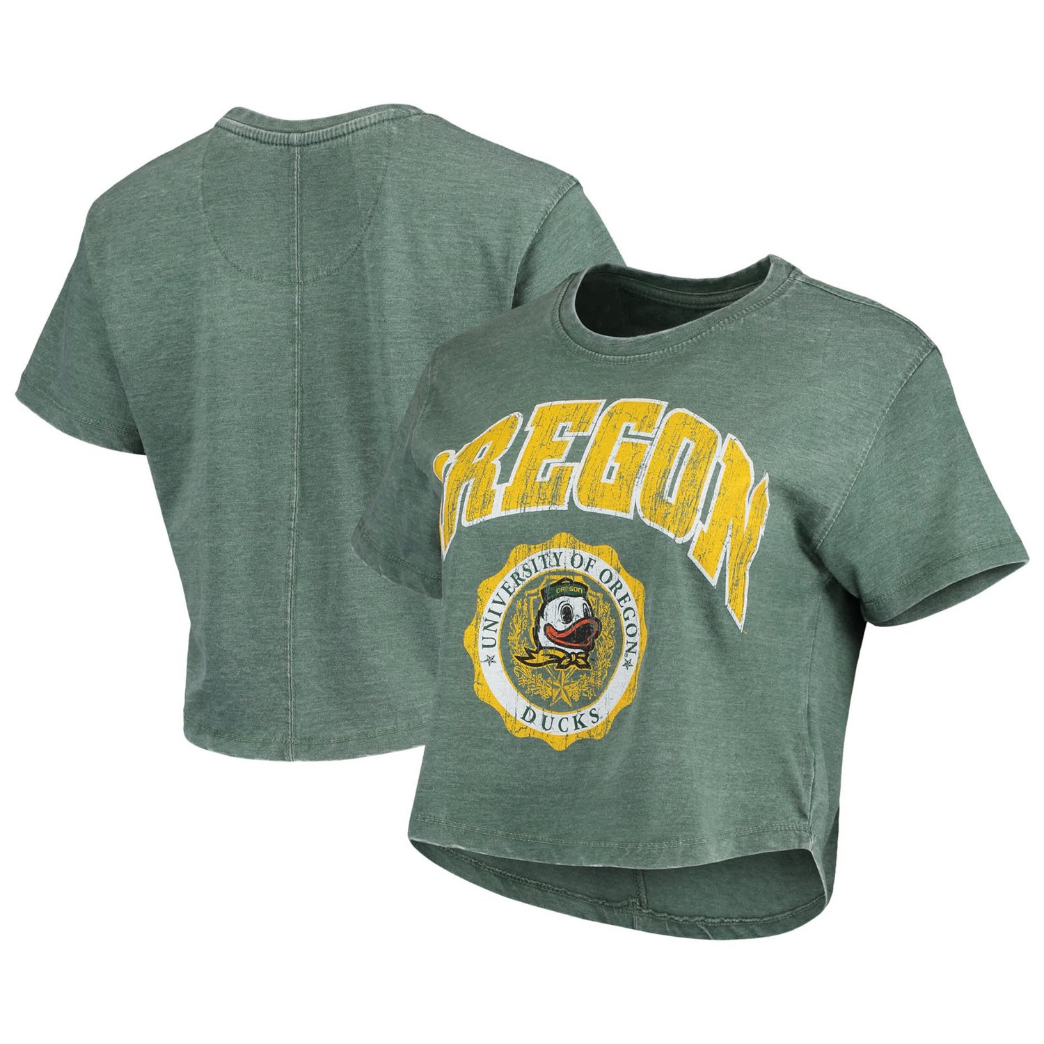 Pressbox Oregon Ducks Edith Vintage Burnout Crop T-Shirt